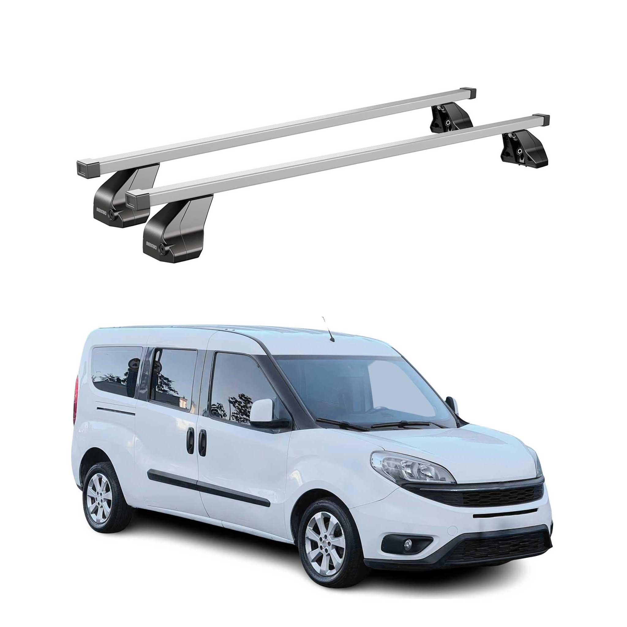 Omac Dachträger Querträger Stahl Für Fiat Doblo Ii 2010-2021 – Abschließbar – City-crash-getestet – Din 75302:2019 – Iso/pas 11154:2006 – Max. 75 Kg Silber