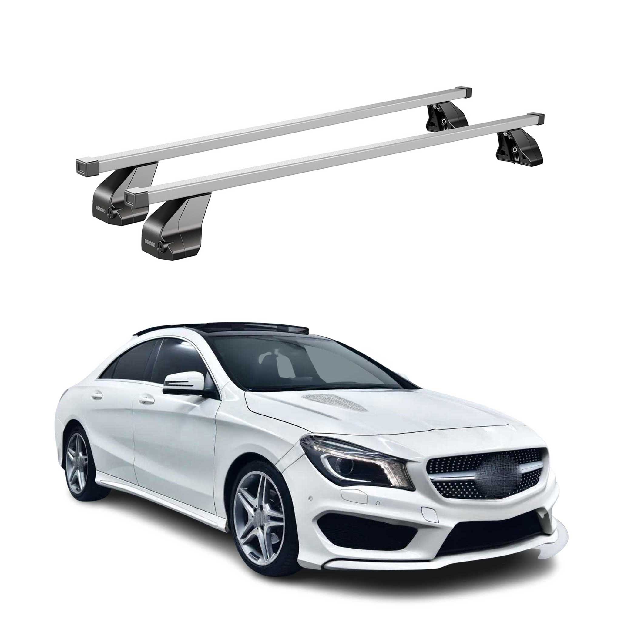 Omac Dachträger Querträger Stahl Für Mercedes Cla C117 2013-2019 – Abschließbar – City-crash-getestet – Din 75302:2019 – Iso/pas 11154:2006 – Max. 75 Kg Silber