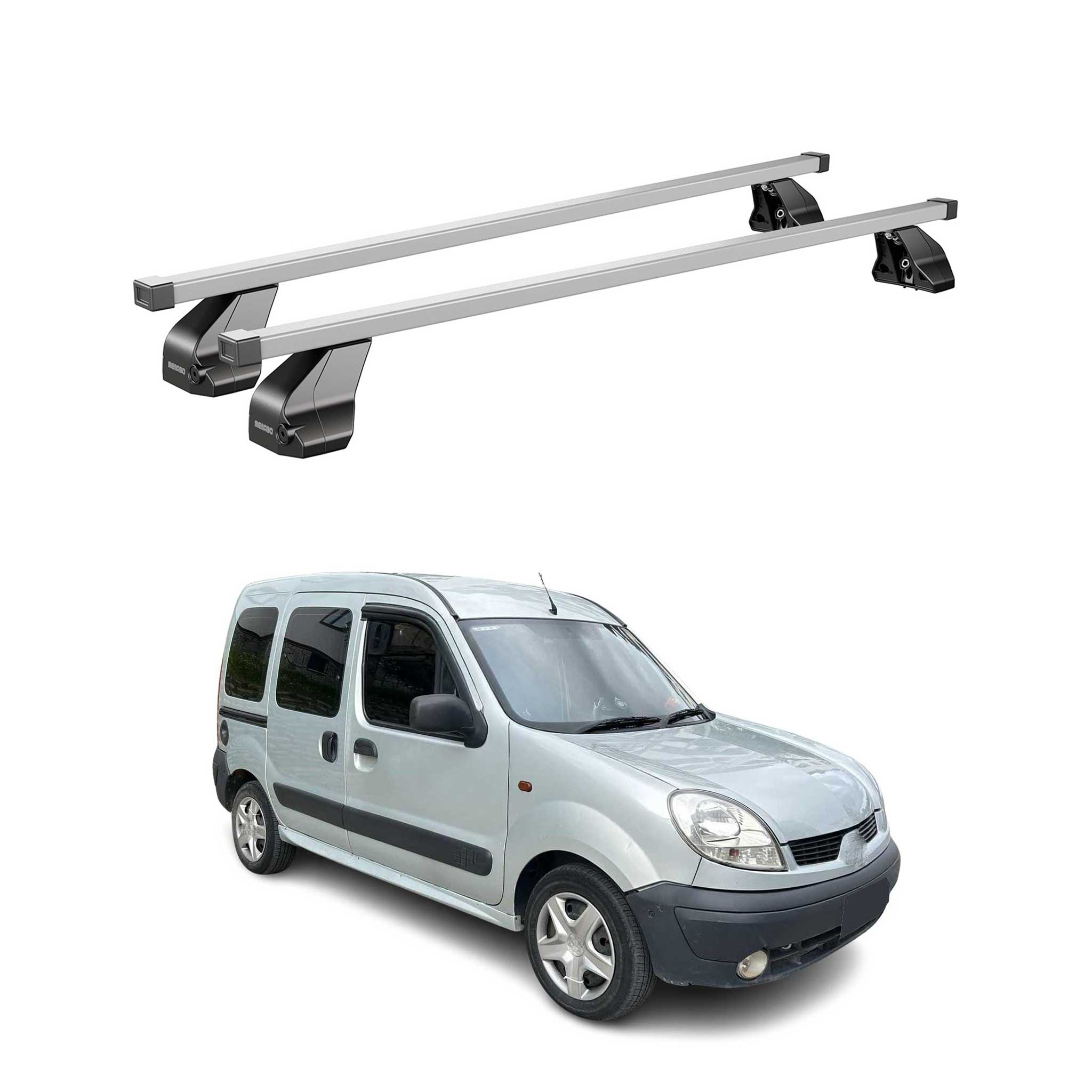 Omac Dachträger Querträger Stahl Für Renault Kangoo Express 1997-2007 – Abschließbar – City-crash-getestet – Din 75302:2019 – Iso/pas 11154:2006 – Max. 75 Kg Silber