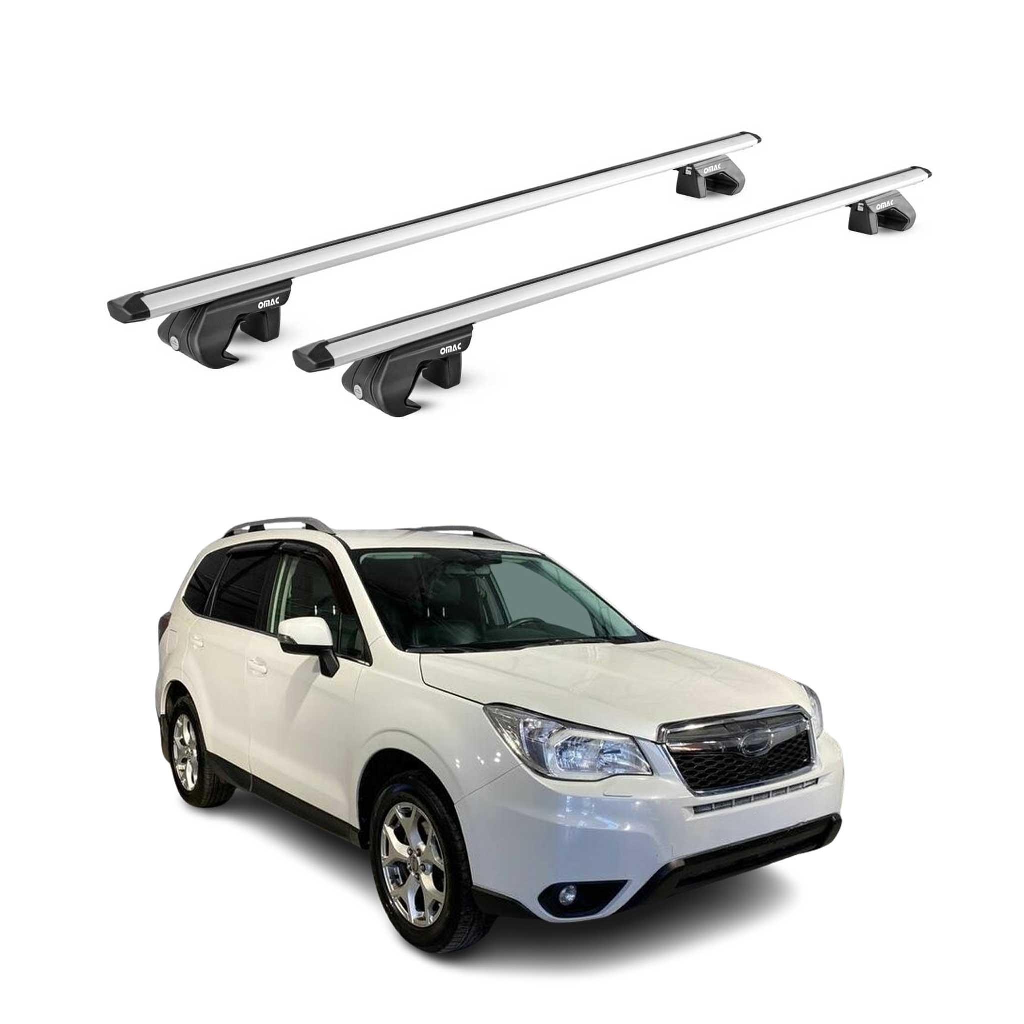 Omac Dachträger Aluminium Tüv Geprüft Für Subaru Forester Iv 2013-2018 – Für Standard Dachreling – T Nut – Max 90 Kg – 2 Schlösser – Silber