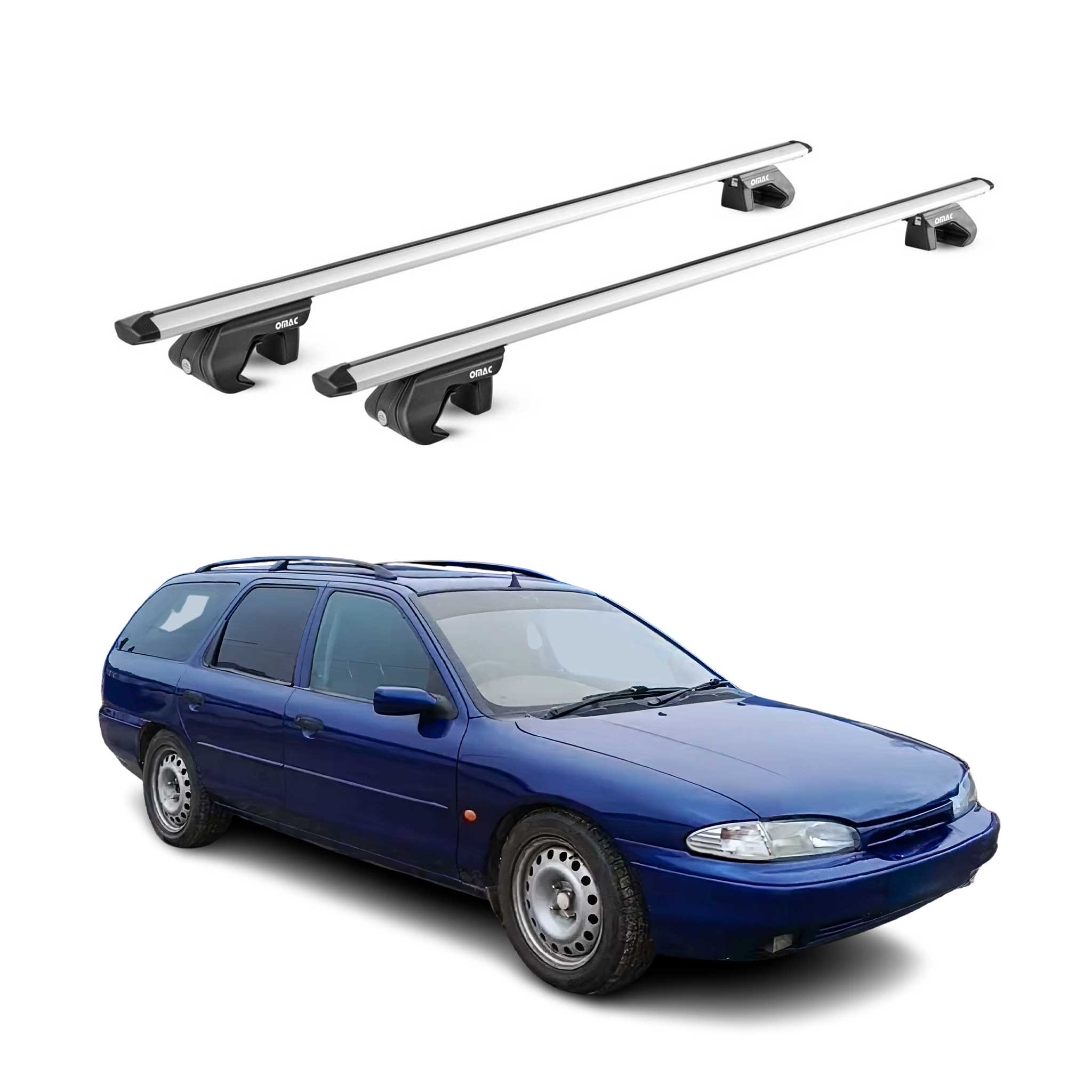 Omac Dachträger Aluminium Tüv Geprüft Für Ford Mondeo Kombi 1993-2014 – Für Standard Dachreling – T Nut – Max 90 Kg – 2 Schlösser Silber