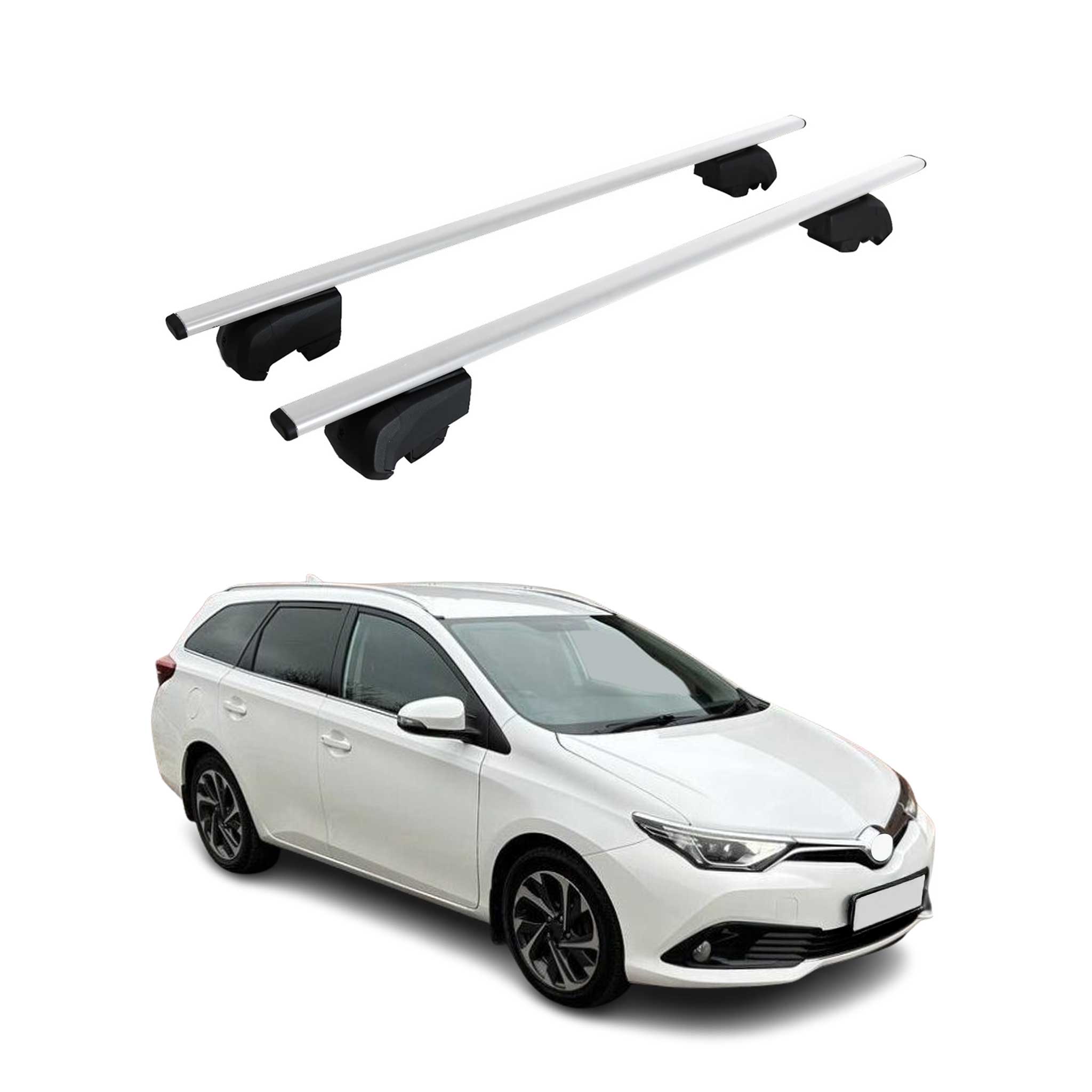 Omac Dachtrager Quertrager Für Toyota Auris Ii Kombi 2012-2018 – City Crash Getestet – Iso Pas 11154:2006 – Abschliessbar – Max 75 Kg – 2 Stangen Stahl Silber