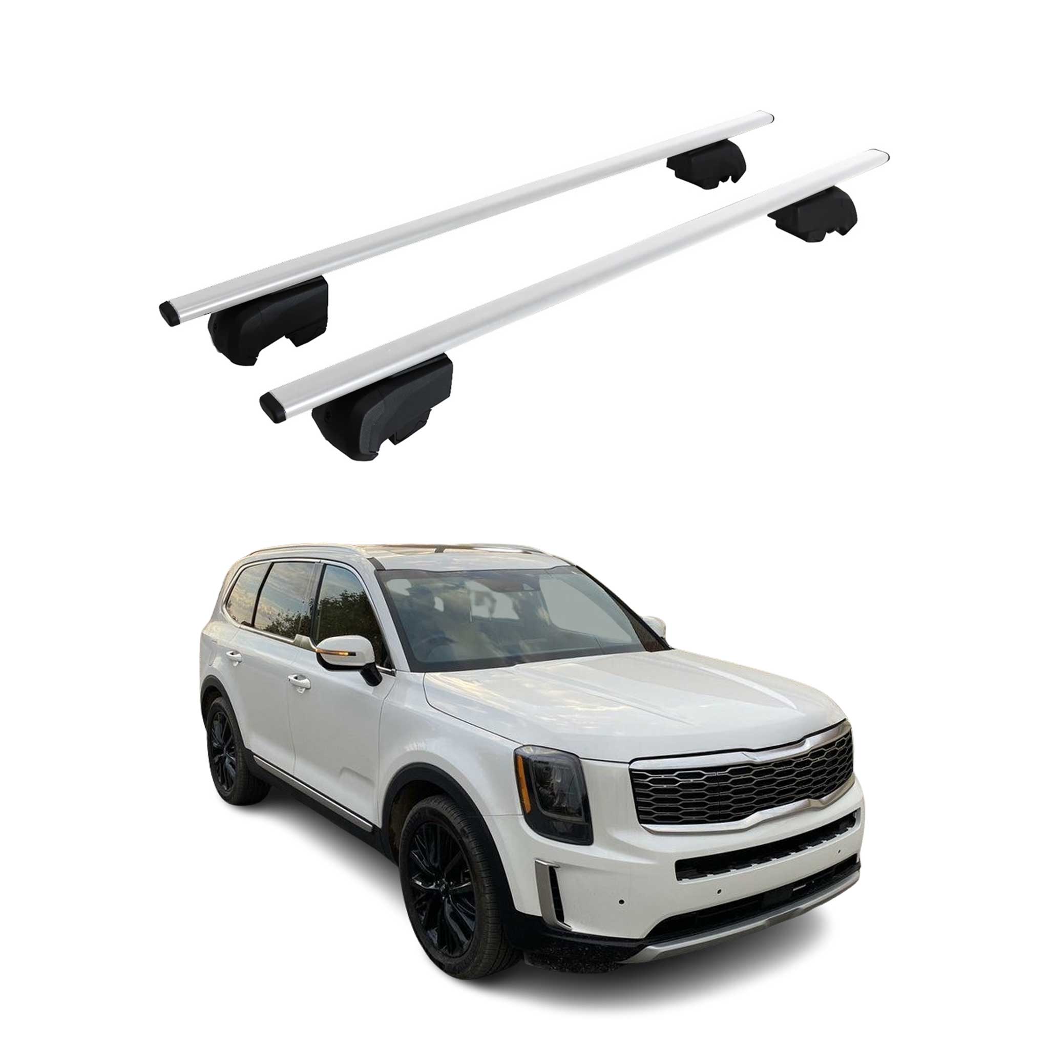 Omac Dachtrager Quertrager Für Kia Telluride 2020-2026 – City Crash Getestet – Iso Pas 11154:2006 – Abschliessbar – Max 75 Kg – 2 Stangen Stahl Silber