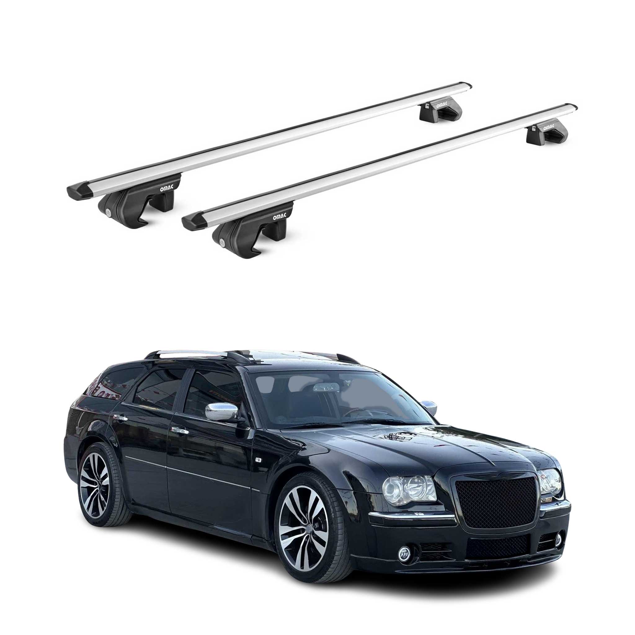 Omac Dachträger Aluminium Tüv Geprüft Für Chrysler 300c Touring 2004-2010 – Für Standard Dachreling – T Nut – Max 90 Kg – 2 Schlösser Silber