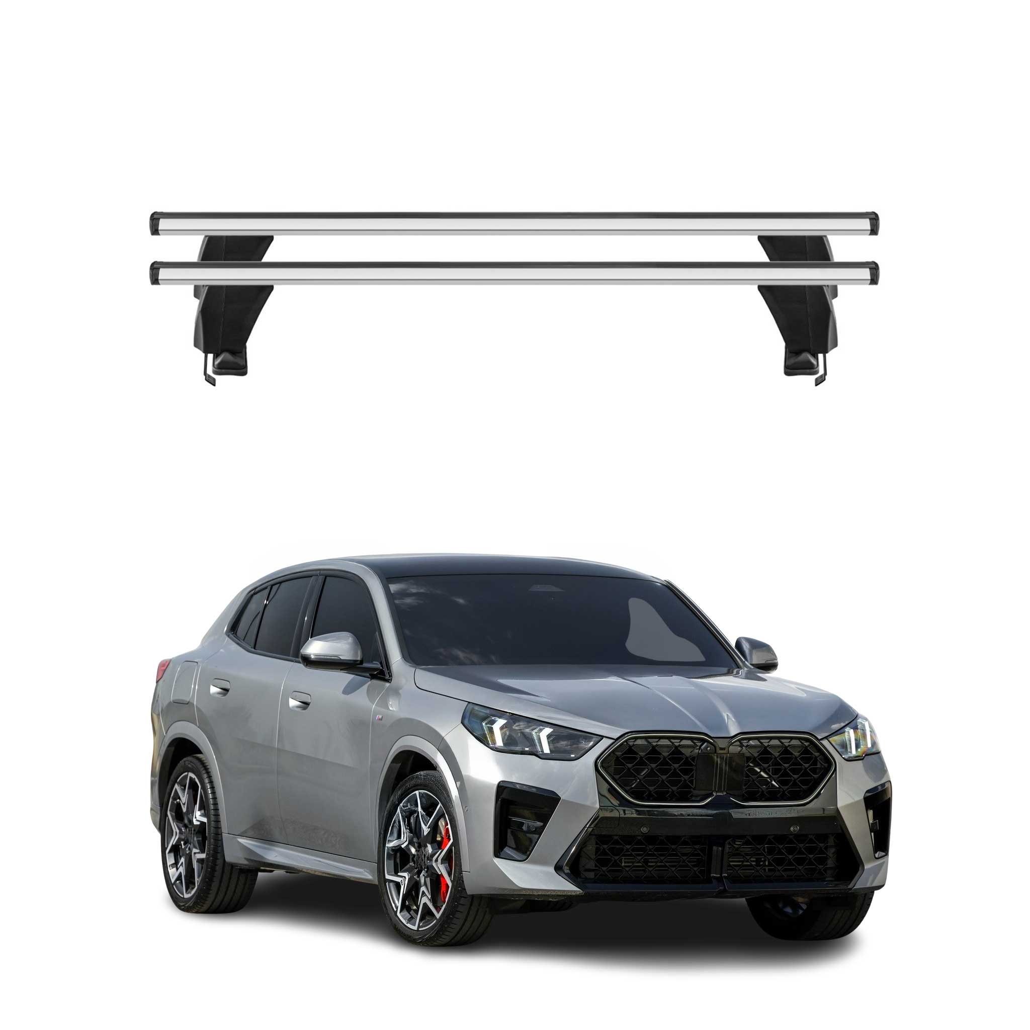Omac Dachträger Querträger Alu Für Bmw X2 U10 2023-2026 – Abschließbar – T-nut – City-crash-getestet – Max. 50 Kg Silber