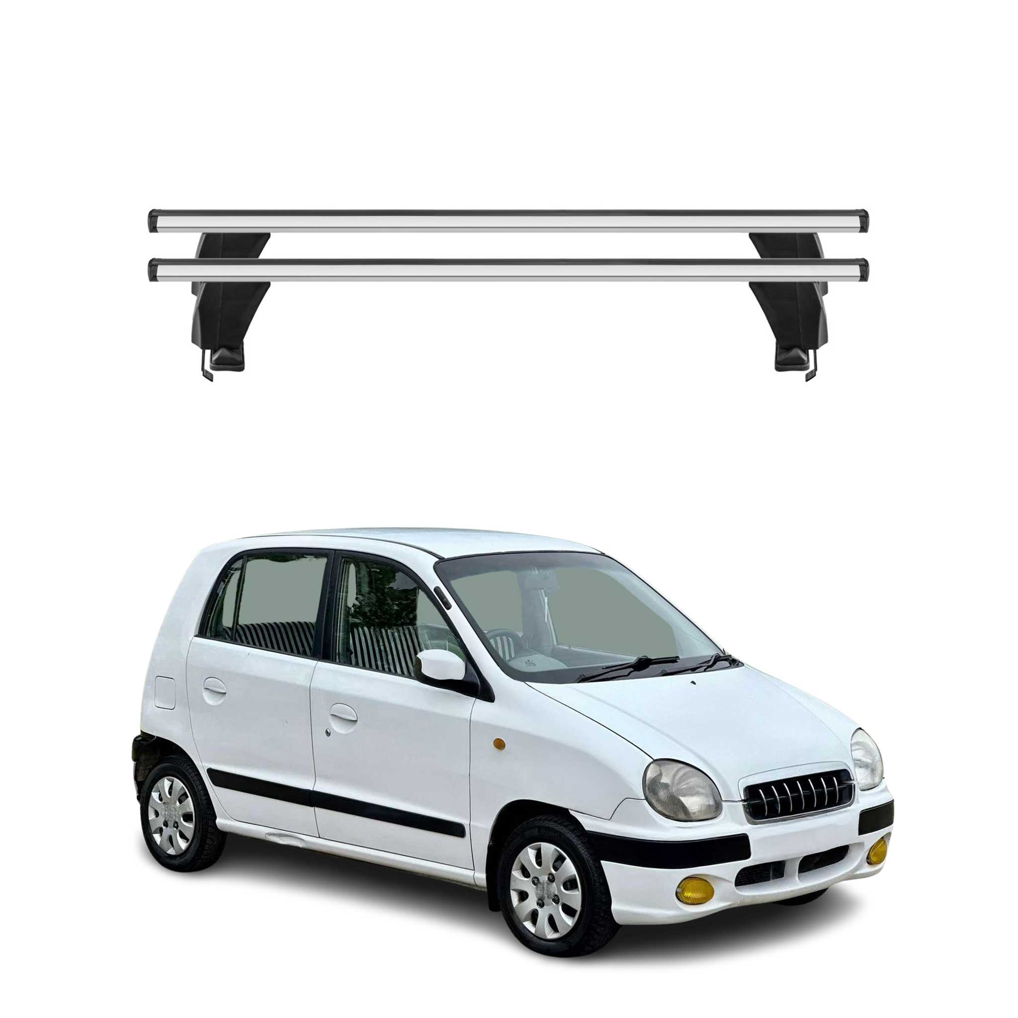 Omac Dachträger Querträger Alu Für Hyundai Atos Prime 2000-2007 – Abschließbar – T-nut – City-crash-getestet – Max. 50 Kg Silber
