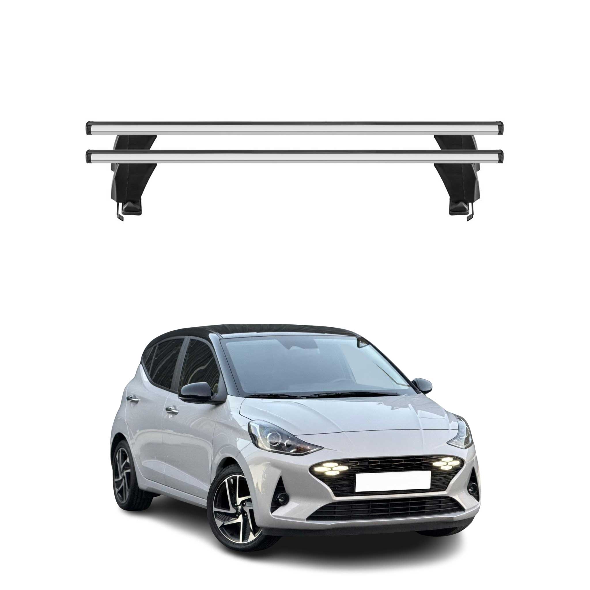 Omac Dachträger Querträger Alu Für Hyundai I10 Iii 2020-2026 – Abschließbar – T-nut – City-crash-getestet – Max. 50 Kg Silber