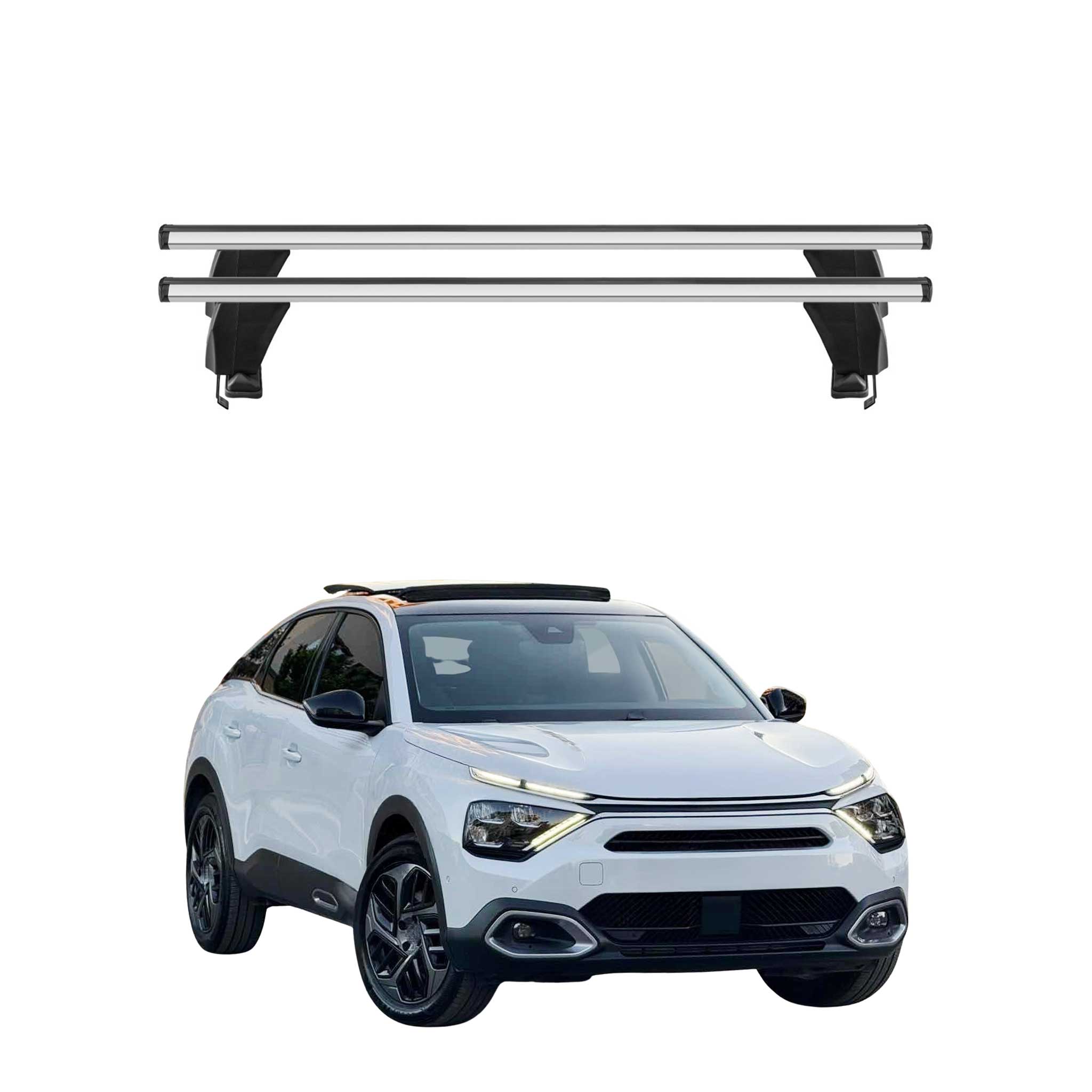 Omac Dachträger Querträger Alu Für Citroën C4 Mk3 2021-2026 – Abschließbar – T-nut – City-crash-getestet – Max. 50 Kg Silber