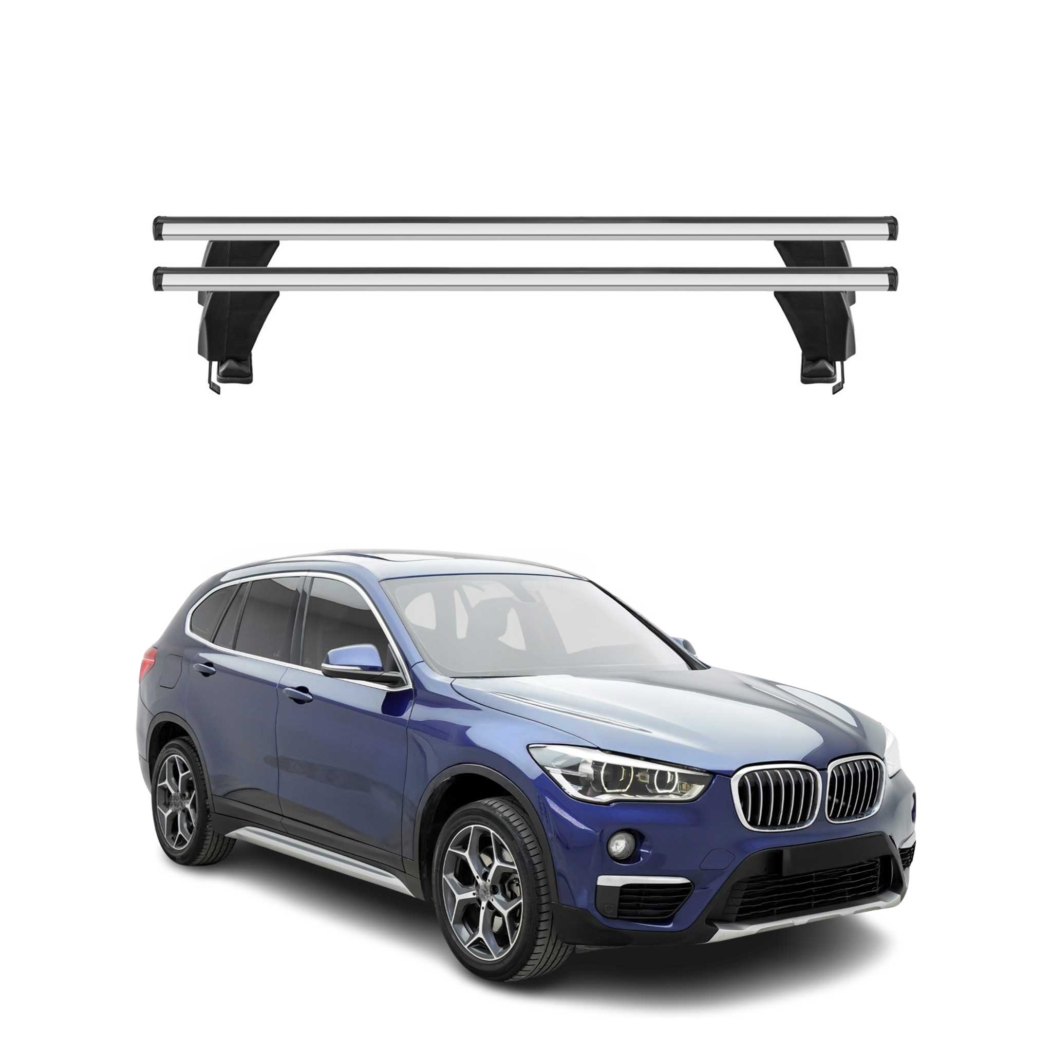 Omac Dachträger Querträger Alu Für Bmw X1 F48 2015-2022 – Abschließbar – T-nut – City-crash-getestet – Max. 50 Kg Silber