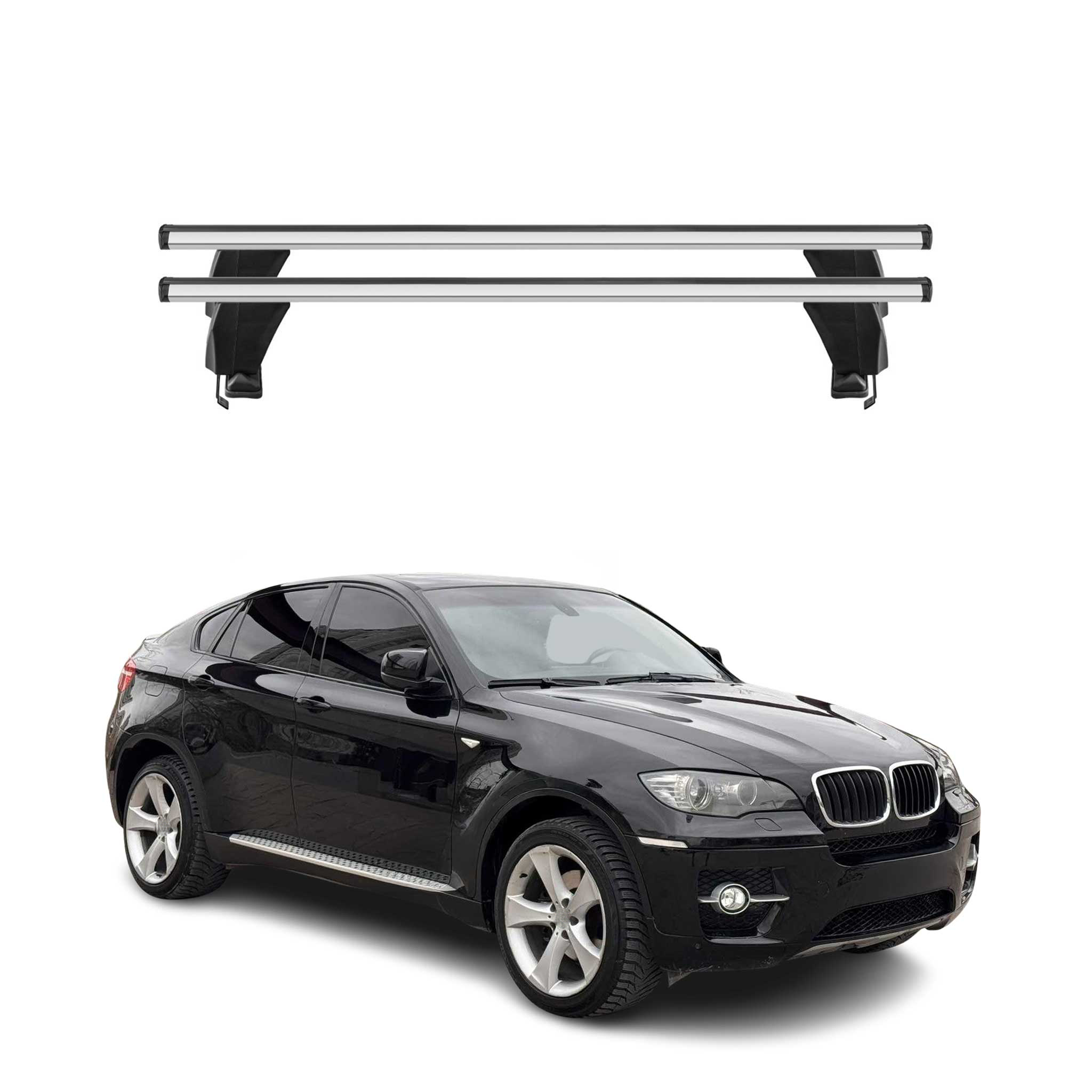Omac Dachträger Querträger Alu Für Bmw X6 E71 E72 2007-2014 – Abschließbar – T-nut – City-crash-getestet – Max. 50 Kg Silber