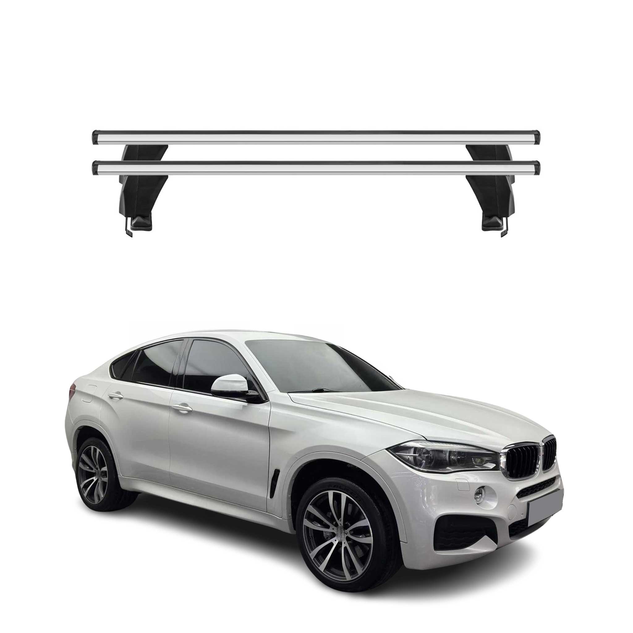 Omac Dachträger Querträger Alu Für Bmw X6 F16 F86 2014-2019 – Abschließbar – T-nut – City-crash-getestet – Max. 50 Kg Silber