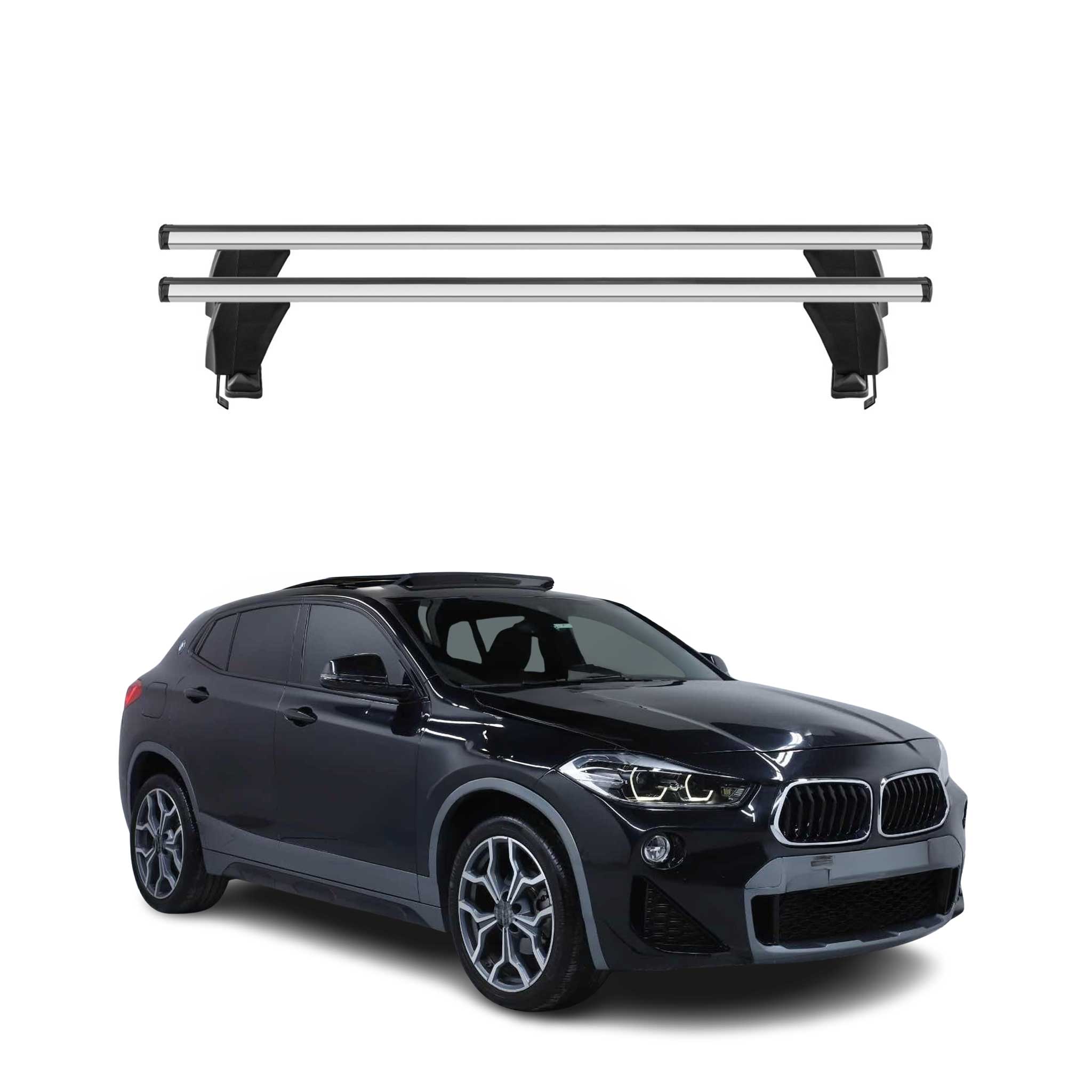 Omac Dachträger Querträger Alu Für Bmw X2 F39 2018-2023 – Abschließbar – T-nut – City-crash-getestet – Max. 50 Kg Silber