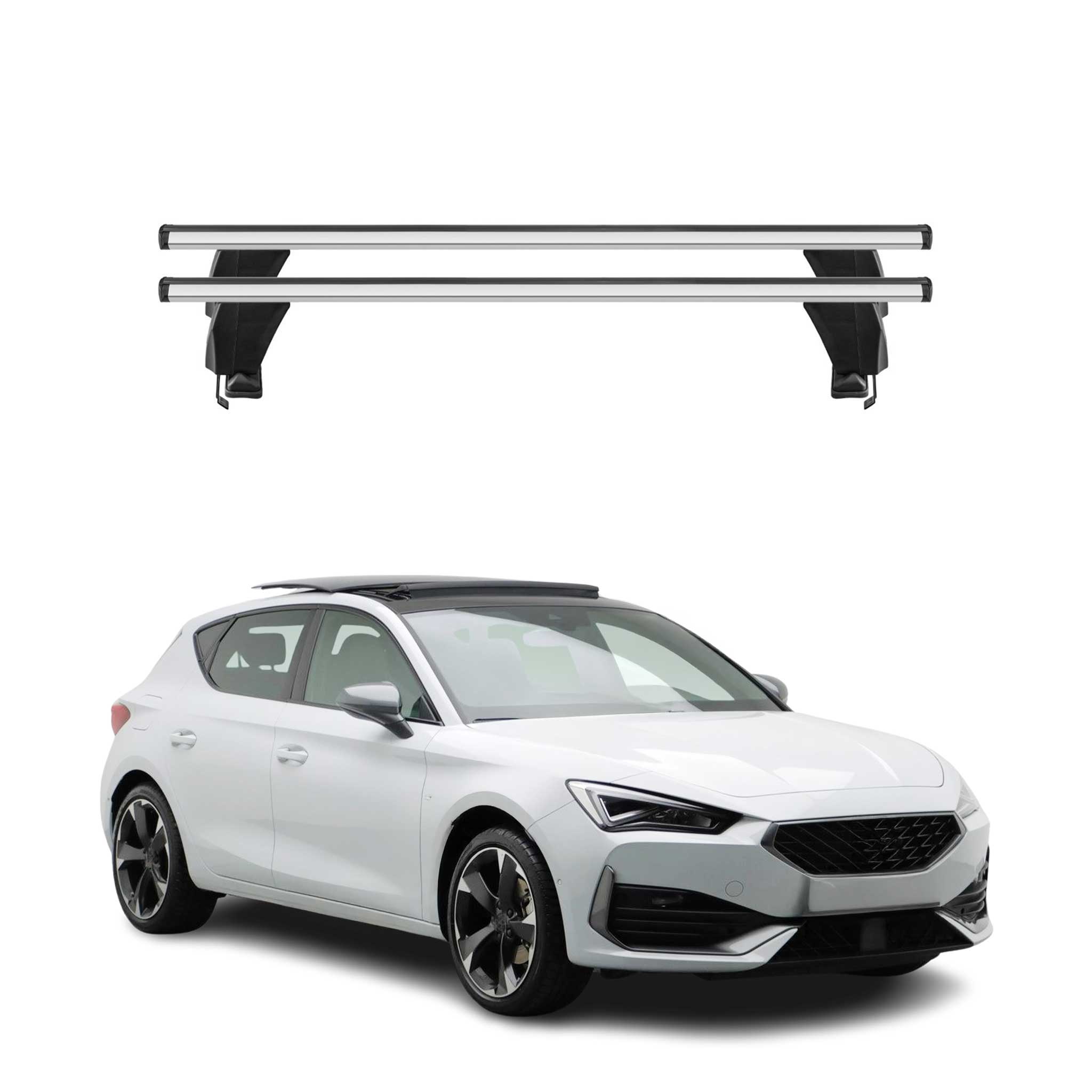 Omac Dachträger Querträger Alu Für Cupra Leon 2020-2026 – Abschließbar – T-nut – City-crash-getestet – Max. 50 Kg Silber