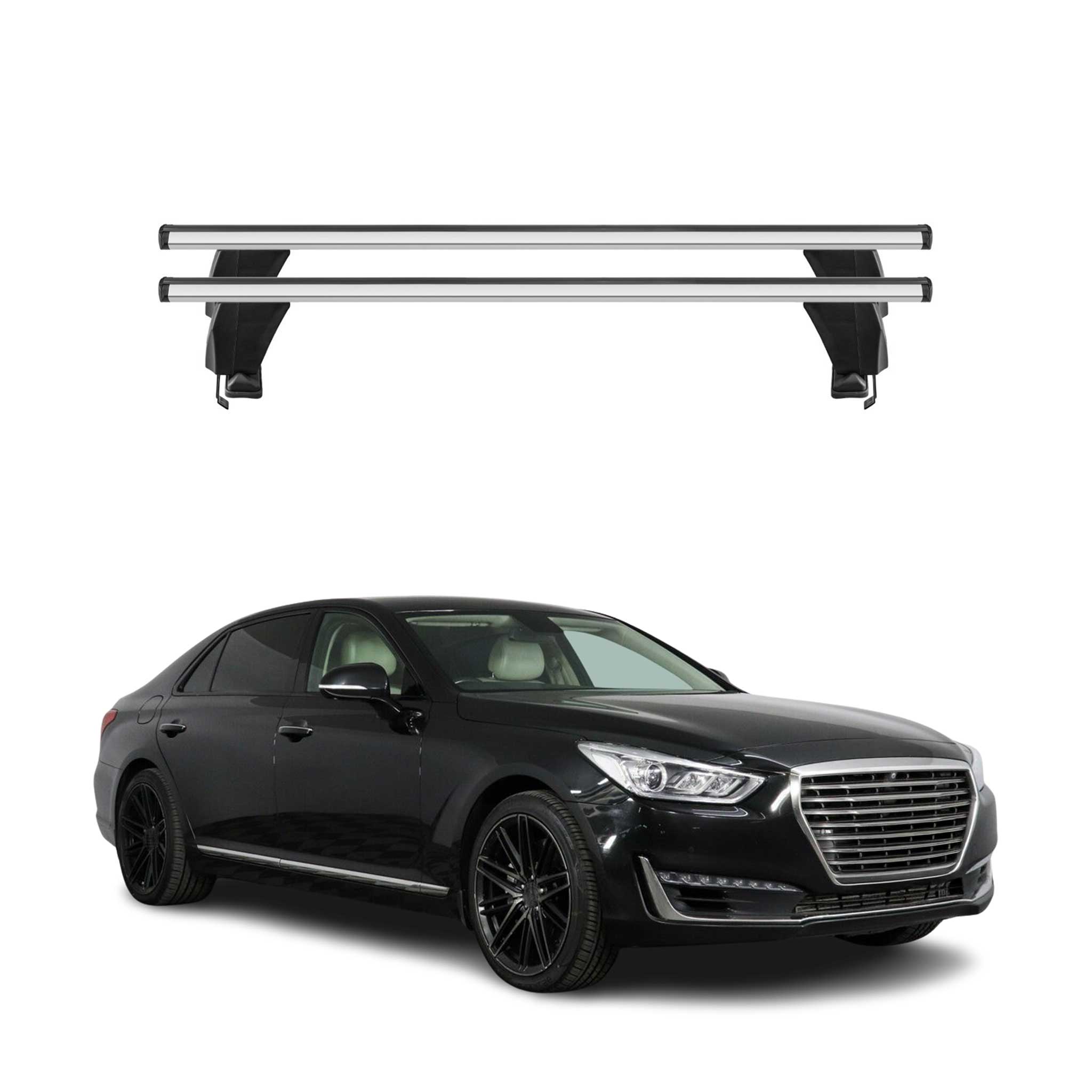 Omac Dachträger Querträger Alu Für Genesis G90 I 2017-2022 – Abschließbar – T-nut – City-crash-getestet – Max. 50 Kg Silber