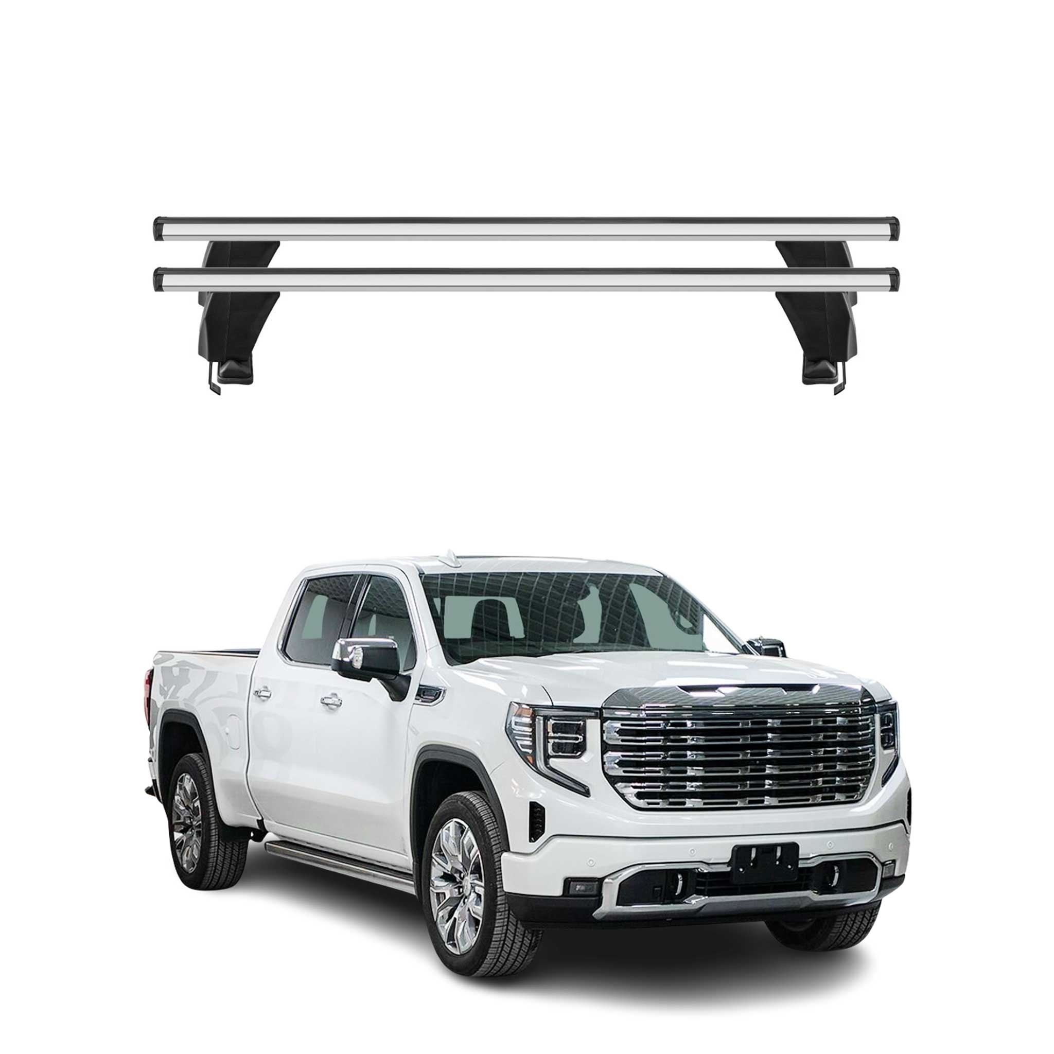 Omac Dachträger Querträger Alu Für Gmc Sierra Iv 2019-2026 – Abschließbar – T-nut – City-crash-getestet – Max. 50 Kg Silber