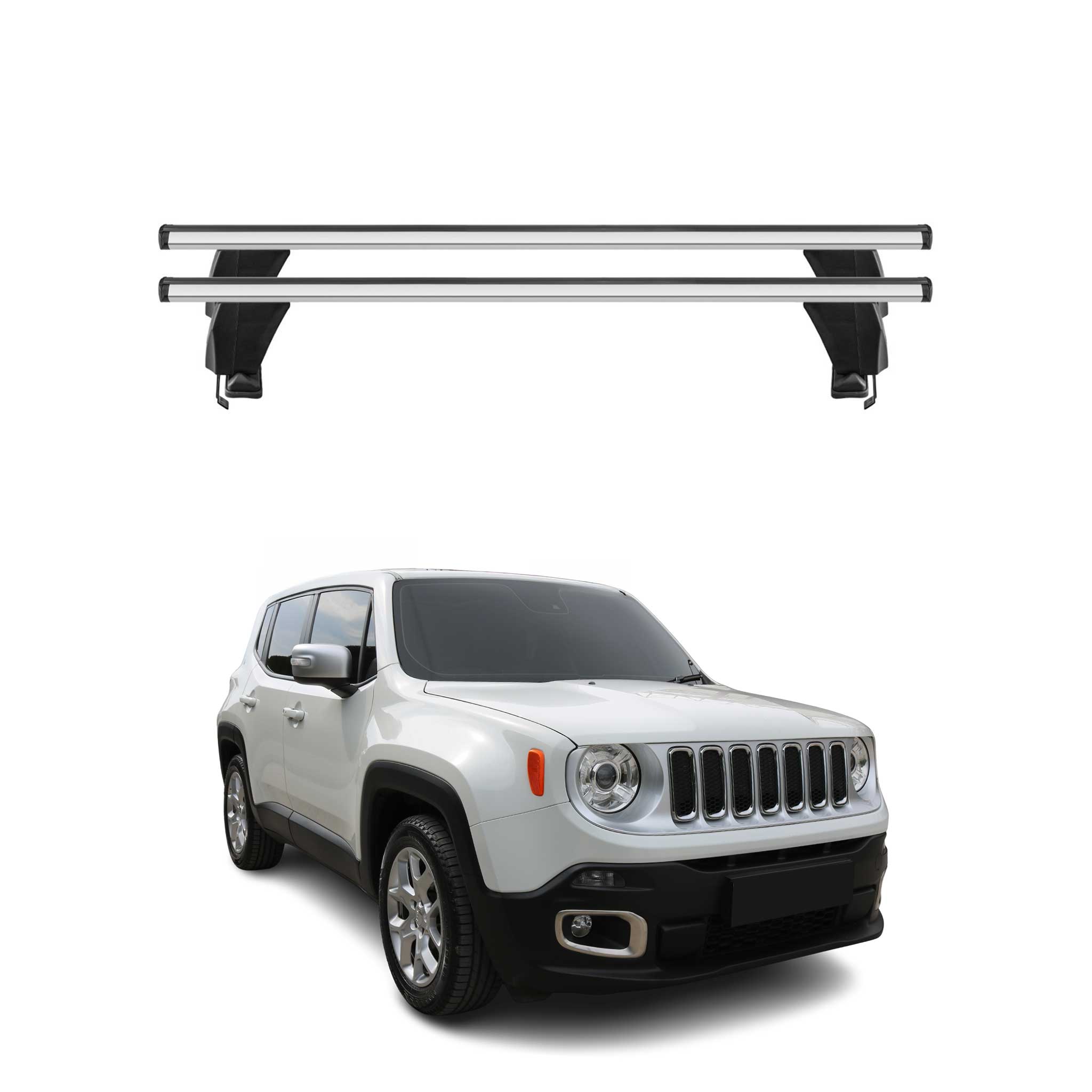 Omac Dachträger Querträger Alu Für Jeep Renegade 2015-2025 – Abschließbar – T-nut – City-crash-getestet – Max. 50 Kg Silber