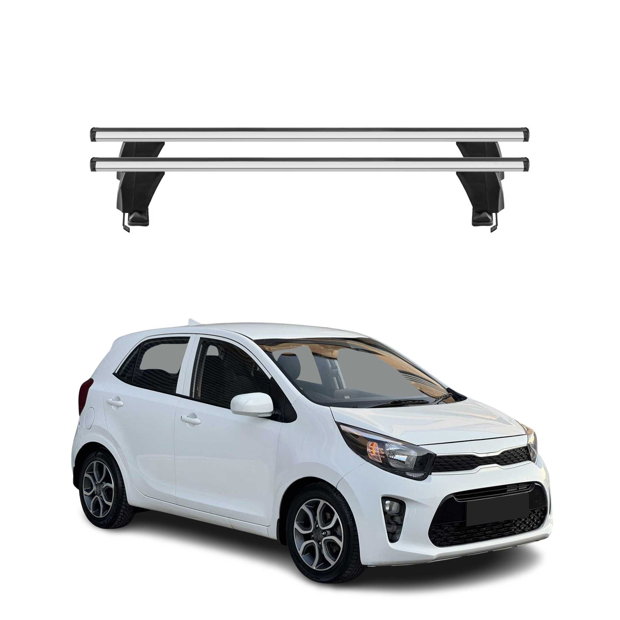 Omac Dachträger Querträger Alu Für Kia Picanto Iii 2017-2026 – Abschließbar – T-nut – City-crash-getestet – Max. 50 Kg Silber