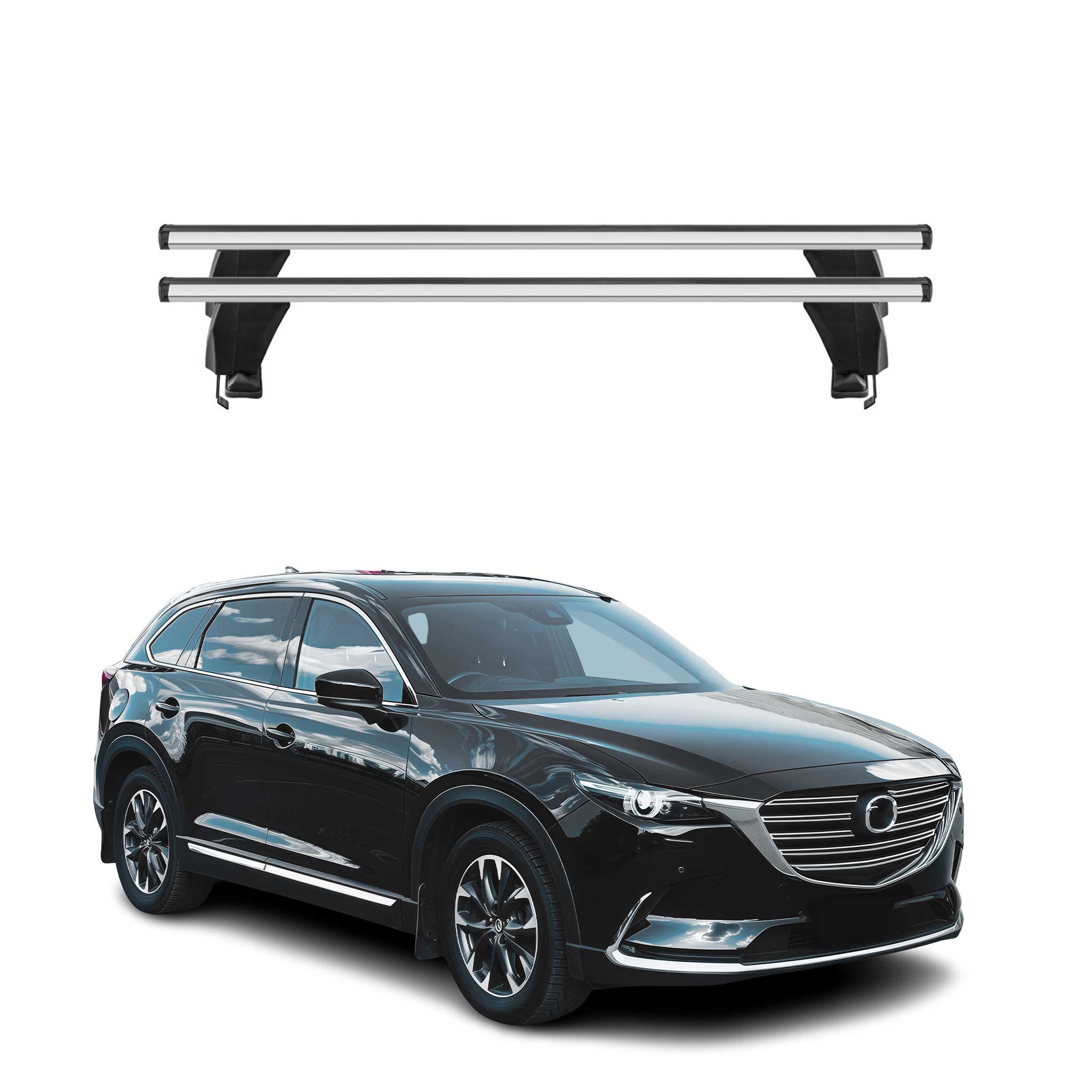 Omac Dachträger Querträger Alu Für Mazda Cx-9 Ii 2016-2024 – Abschließbar – T-nut – City-crash-getestet – Max. 50 Kg Silber