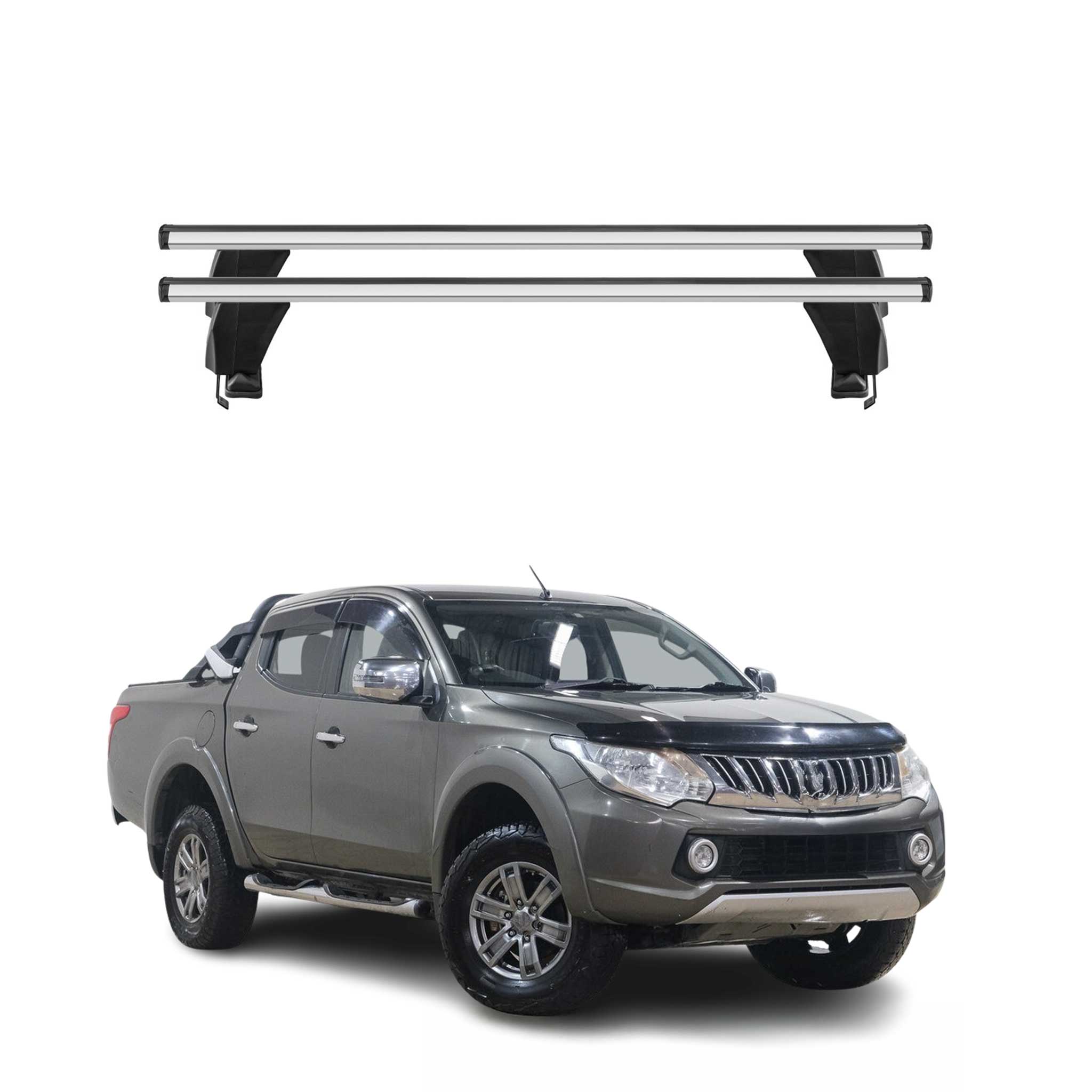Omac Dachträger Querträger Alu Für Mitsubishi L200 V 2015-2023 – Abschließbar – T-nut – City-crash-getestet – Max. 50 Kg Silber