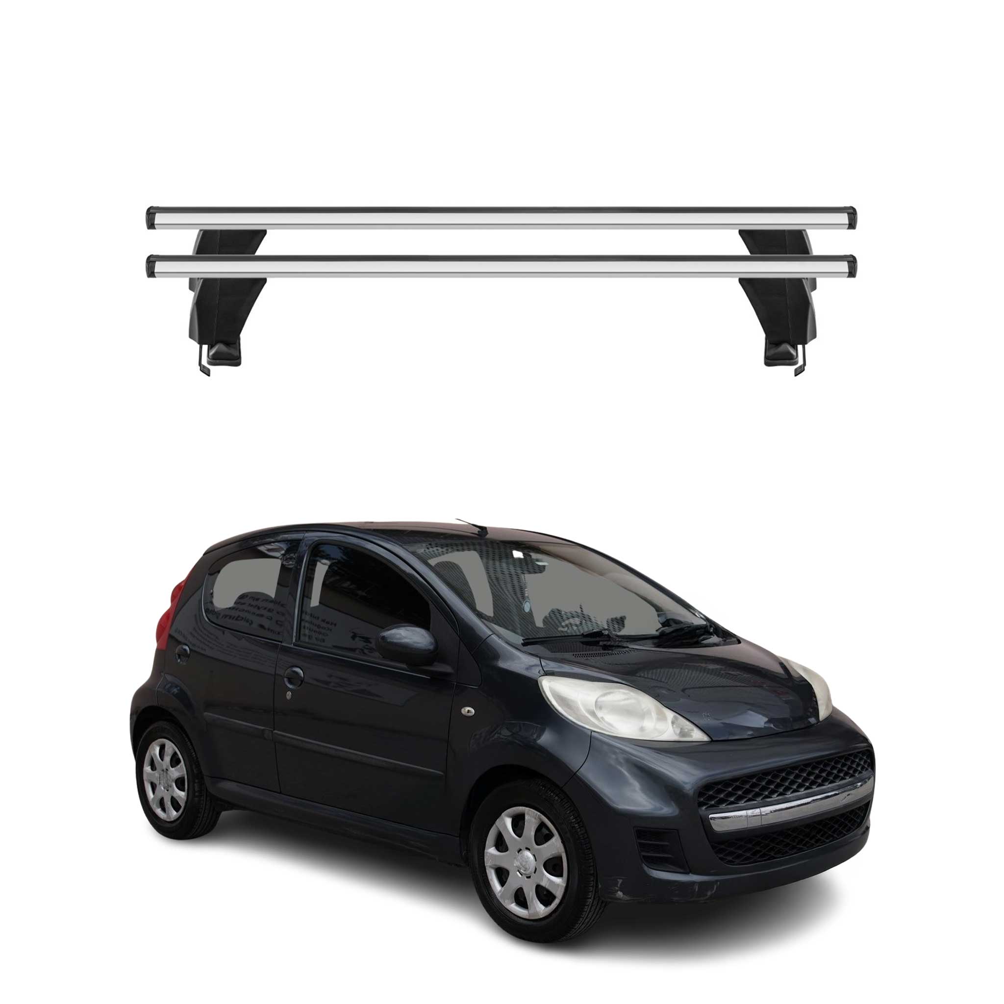 Omac Dachträger Querträger Alu Für Peugeot 107 2005-2014 – Abschließbar – T-nut – City-crash-getestet – Max. 50 Kg Silber