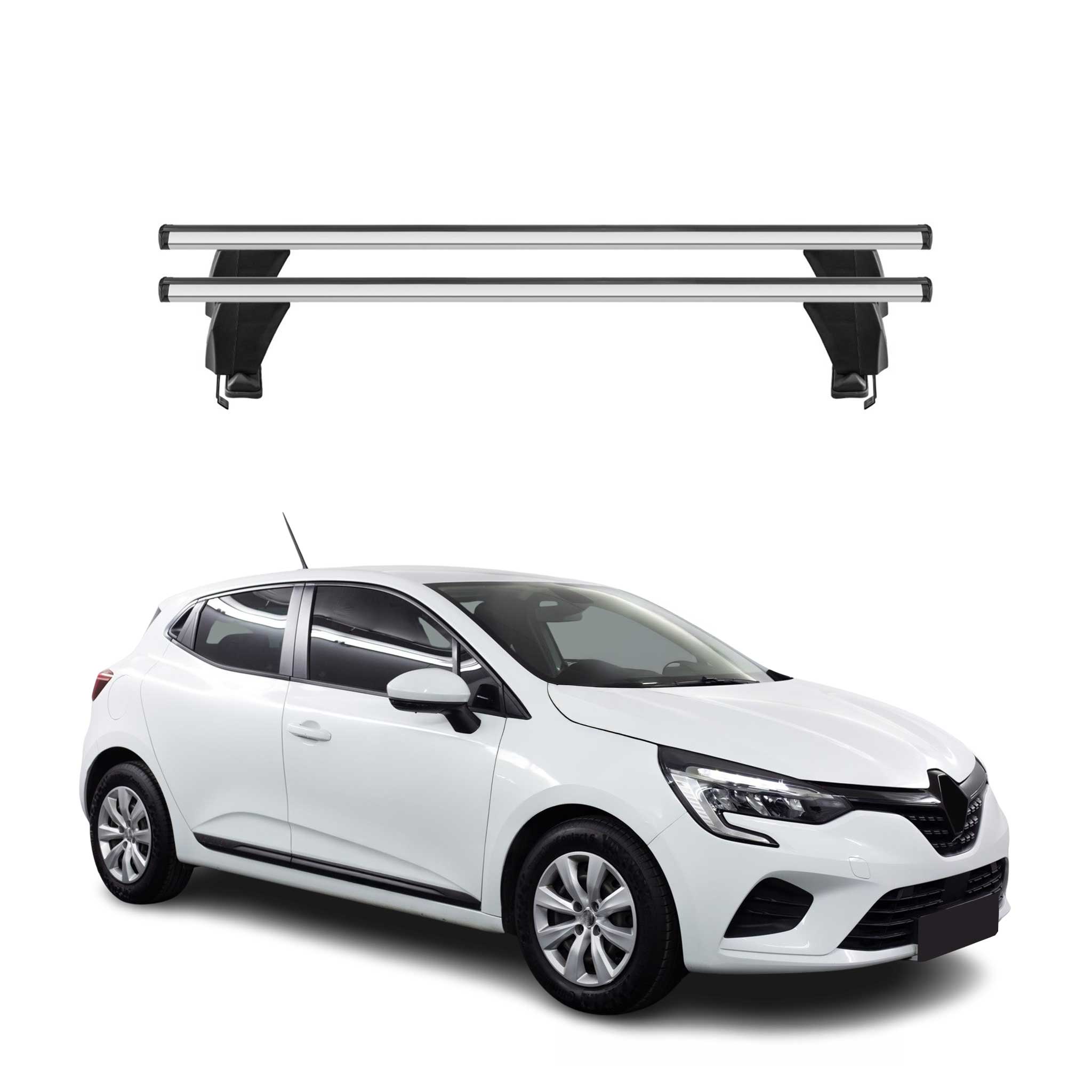 Omac Dachträger Querträger Alu Für Renault Clio V 2019-2025 – Abschließbar – T-nut – City-crash-getestet – Max. 50 Kg Silber