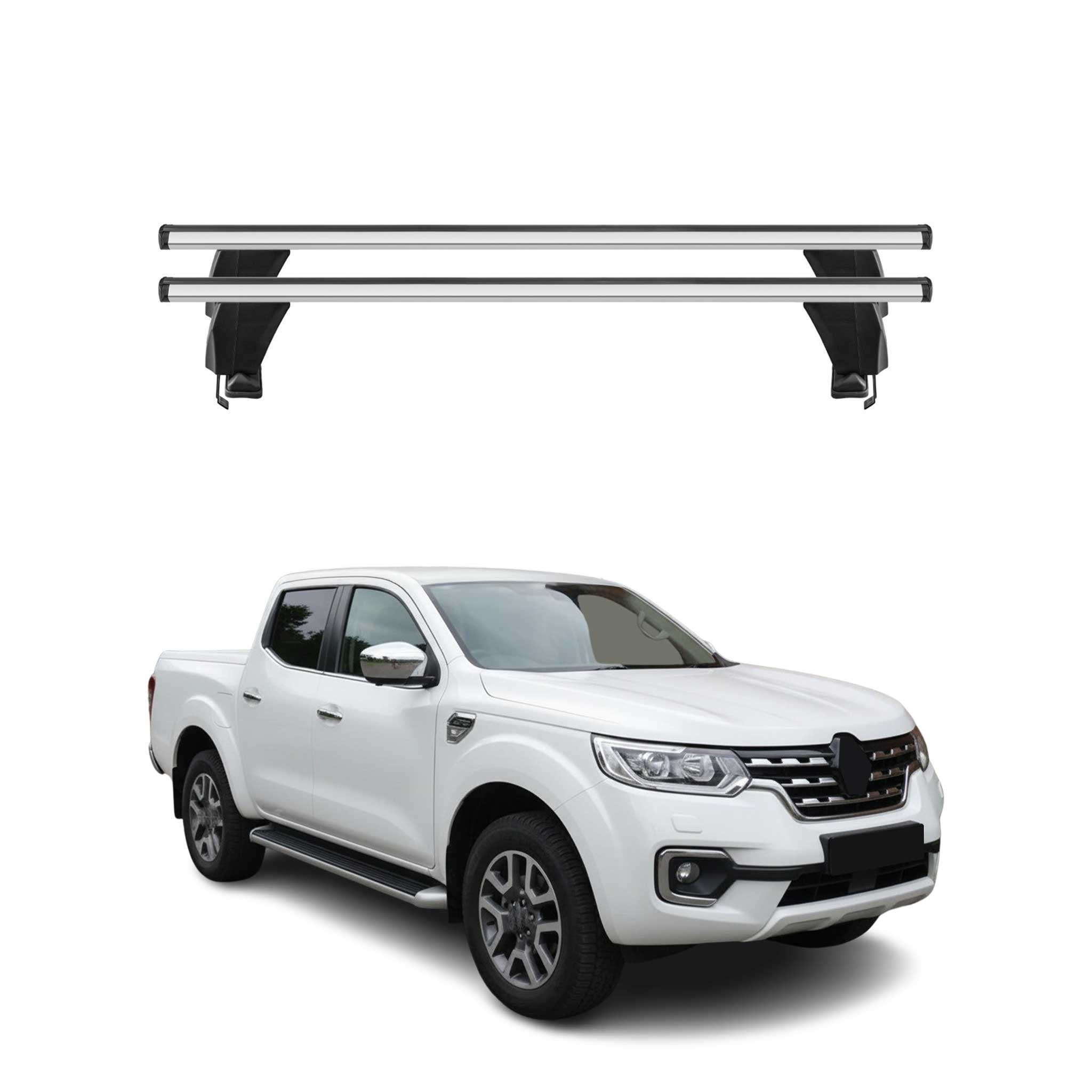Omac Dachträger Querträger Alu Für Renault Alaskan 2017-2021 – Abschließbar – T-nut – City-crash-getestet – Max. 50 Kg Silber