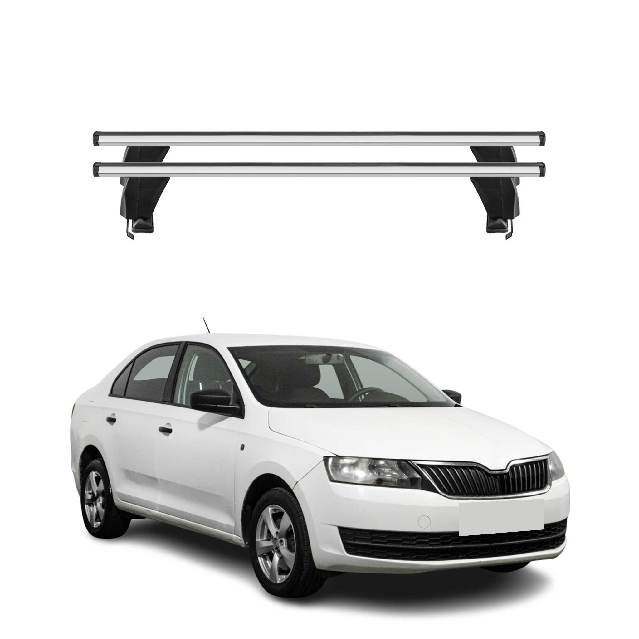 Omac Dachträger Querträger Alu Für Skoda Rapid 2012-2019 – Abschließbar – T-nut – City-crash-getestet – Max. 50 Kg Silber