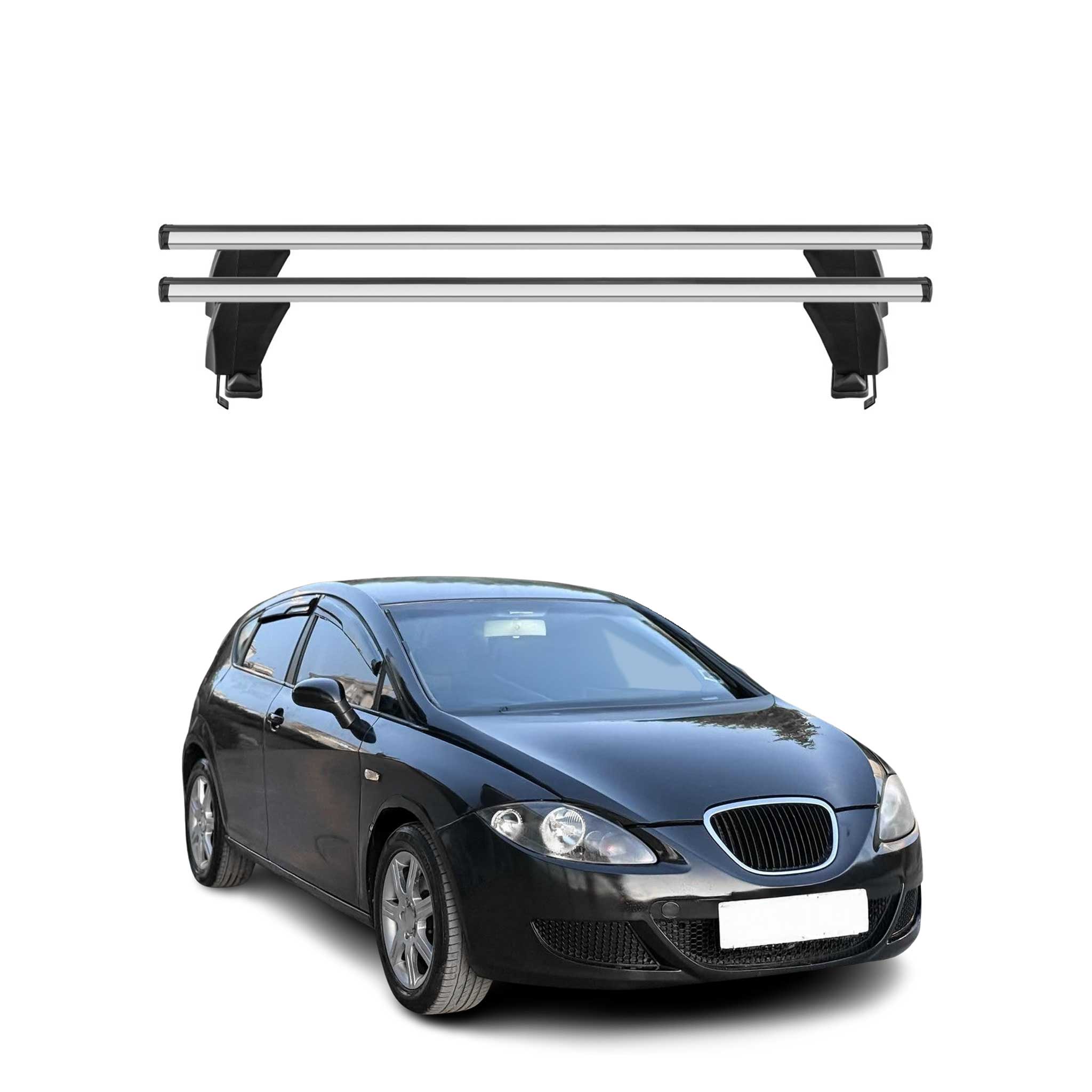 Omac Dachträger Querträger Alu Für Seat Leon Ii 2005-2009 Pre-fl – Abschließbar – T-nut – City-crash-getestet – Max. 50 Kg Silber