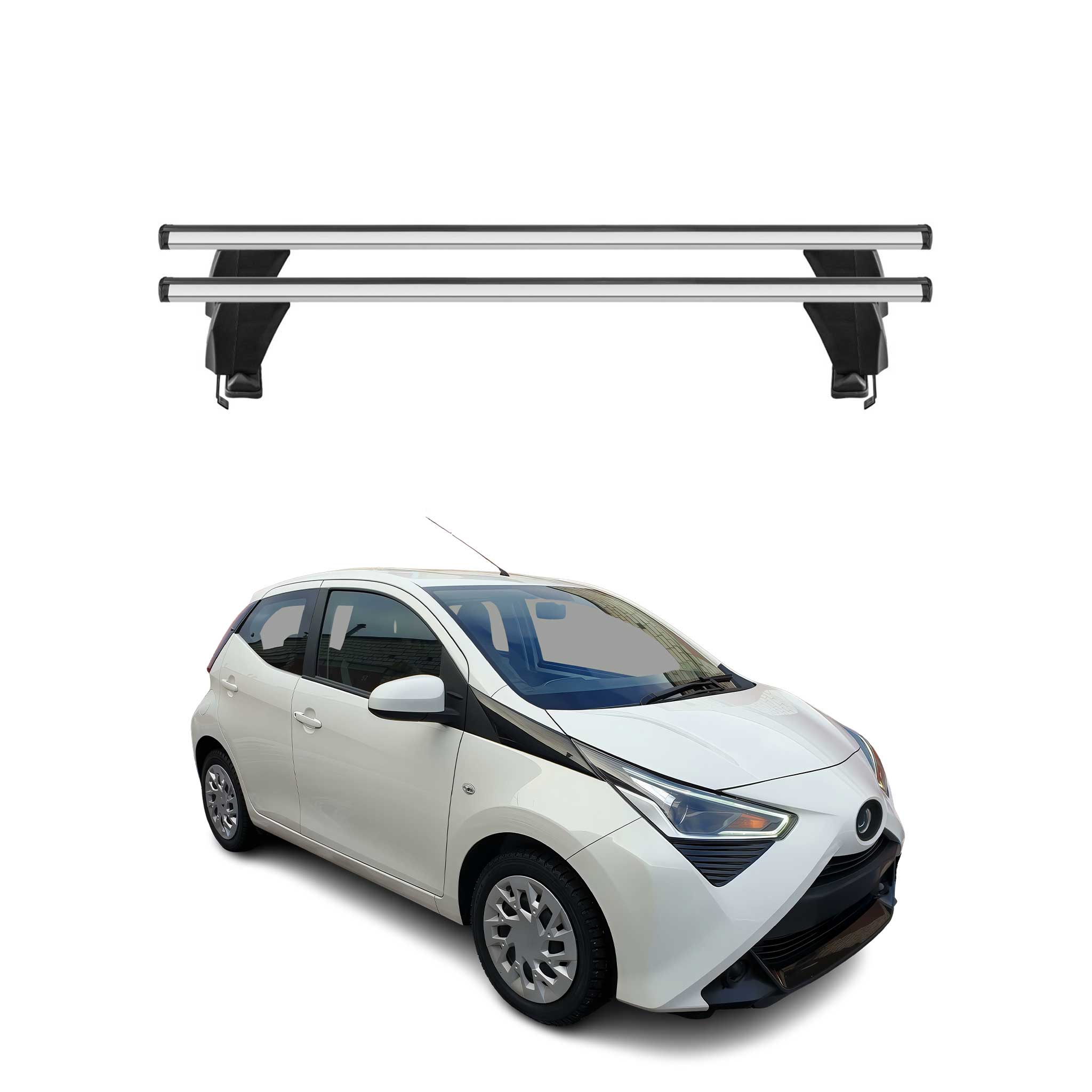 Omac Dachträger Querträger Alu Für Toyota Aygo Ii 2014-2022 – Abschließbar – T-nut – City-crash-getestet – Max. 50 Kg Silber