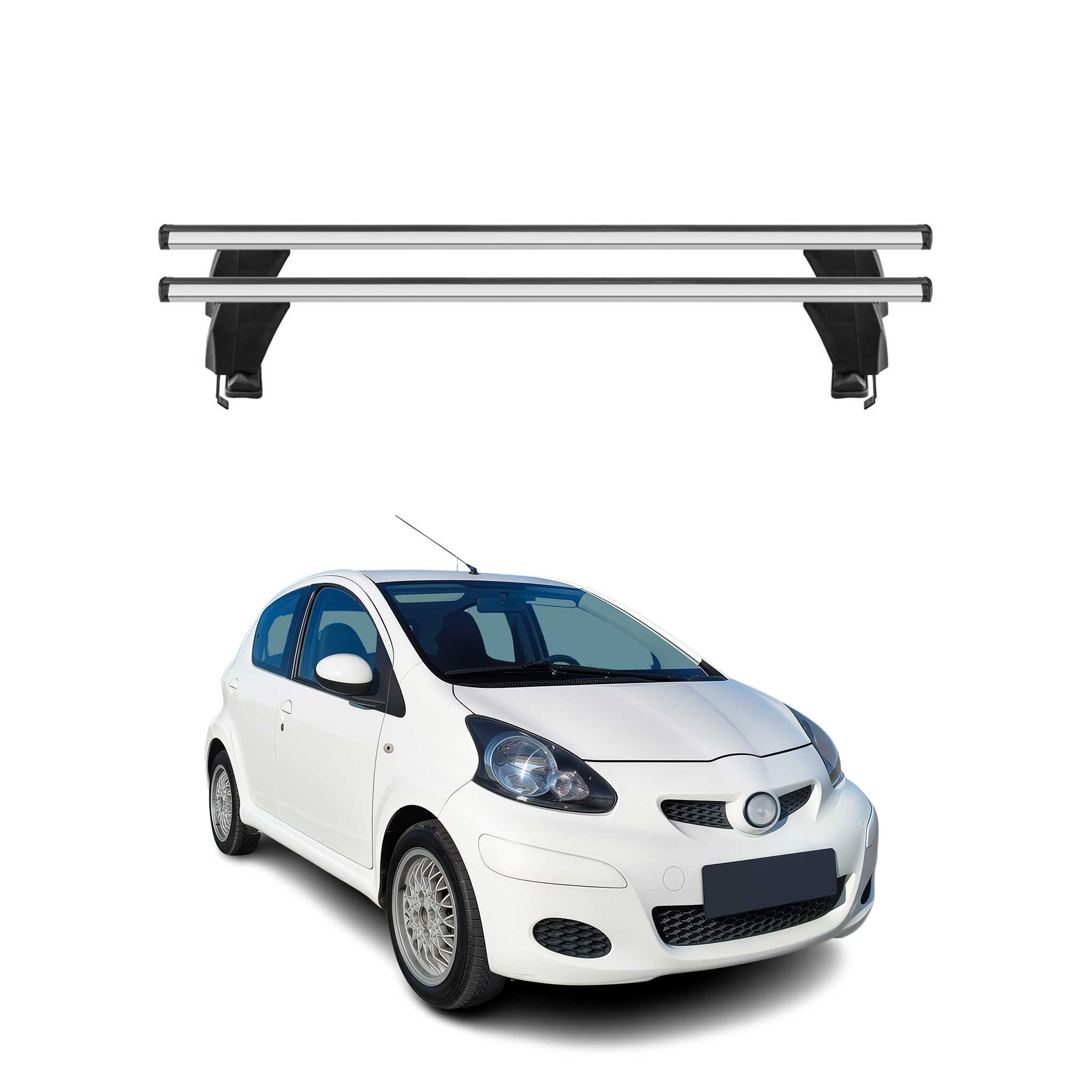 Omac Dachträger Querträger Alu Für Toyota Aygo I 2005-2014 – Abschließbar – T-nut – City-crash-getestet – Max. 50 Kg Silber