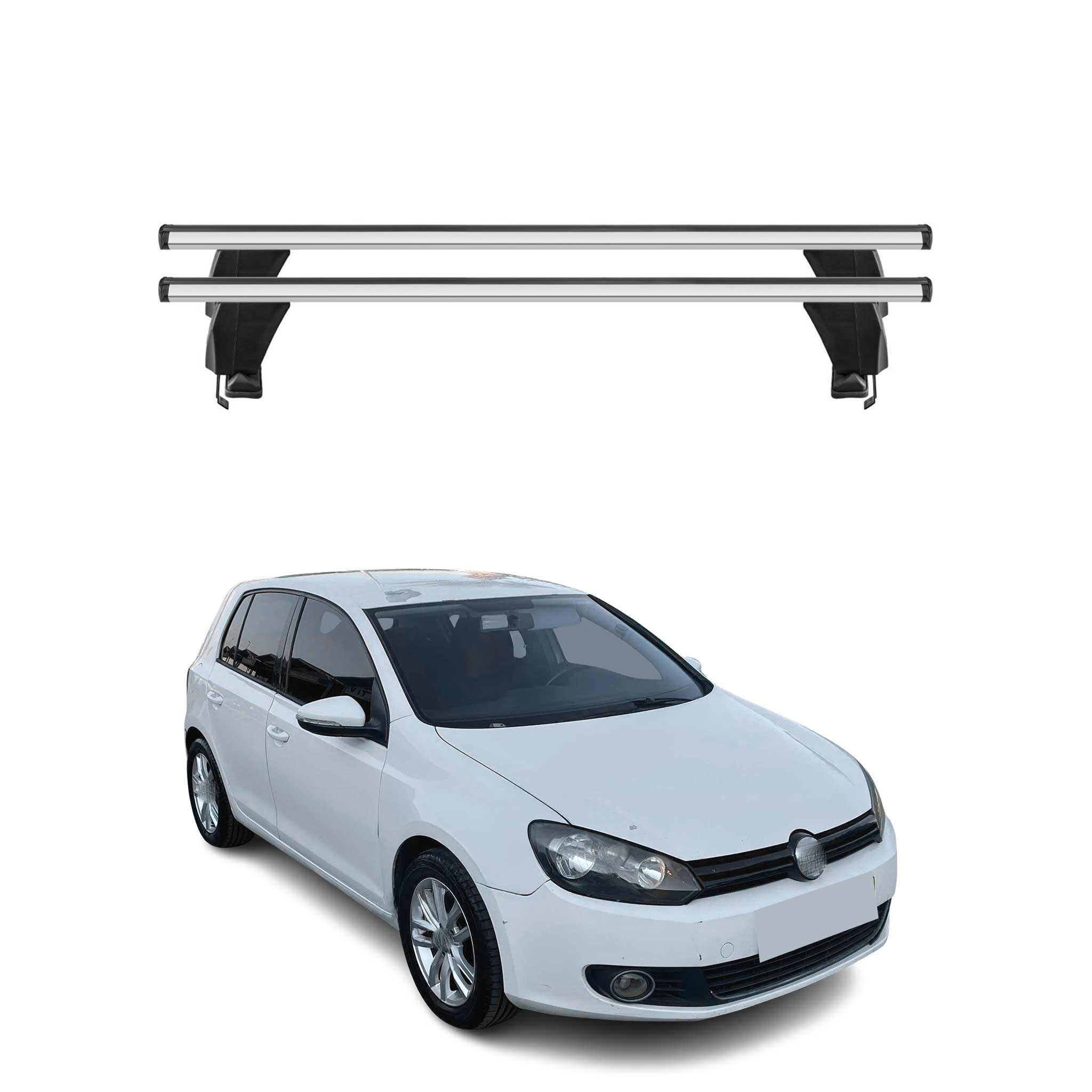 Omac Dachträger Querträger Alu Für Vw Golf Mk6 2008-2012 – Abschließbar – T-nut – City-crash-getestet – Max. 50 Kg Silber