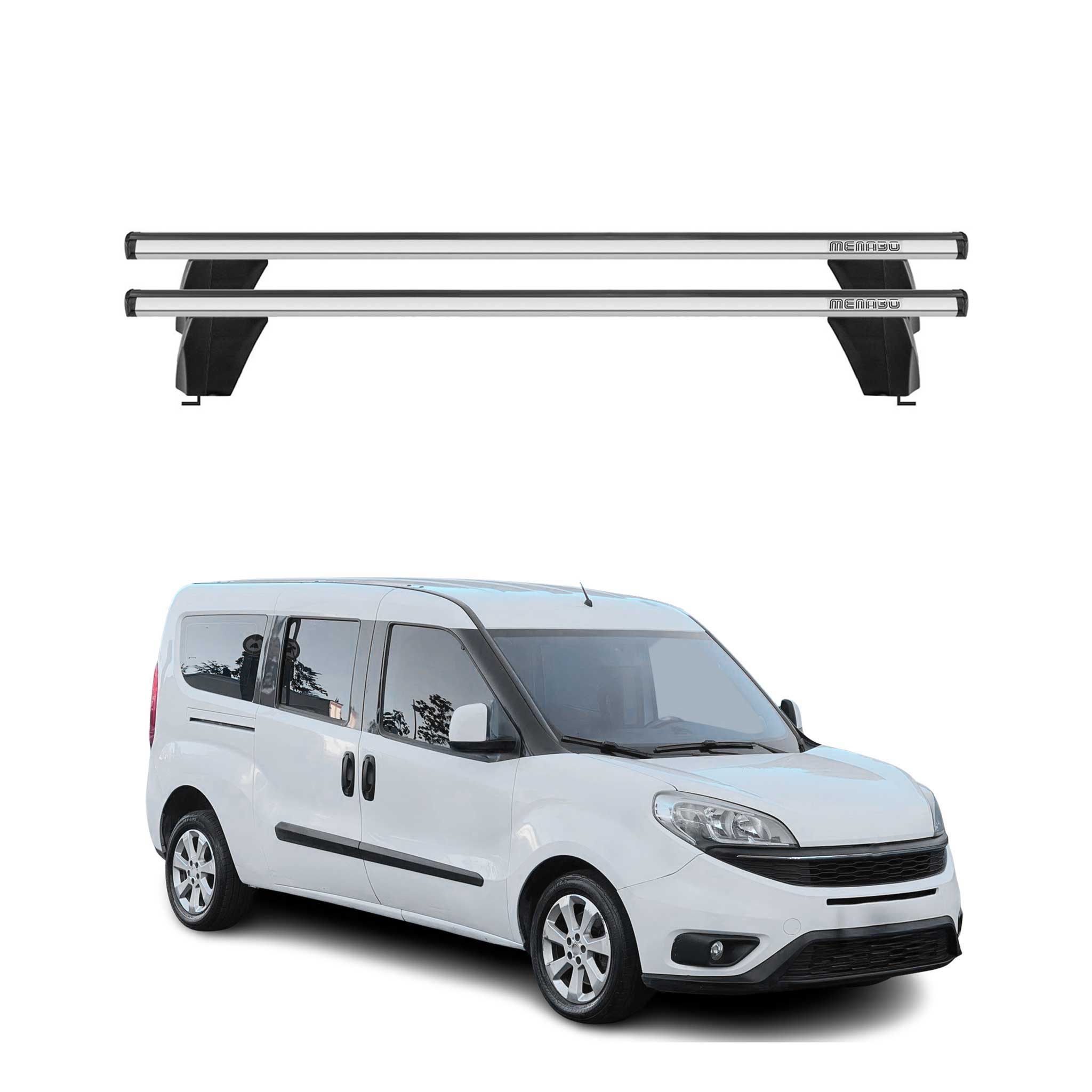 Omac Dachträger Querträger Alu Für Fiat Doblo Ii 2010-2021 – Abschließbar – T-nut – City-crash-getestet – Max. 75 Kg Silber