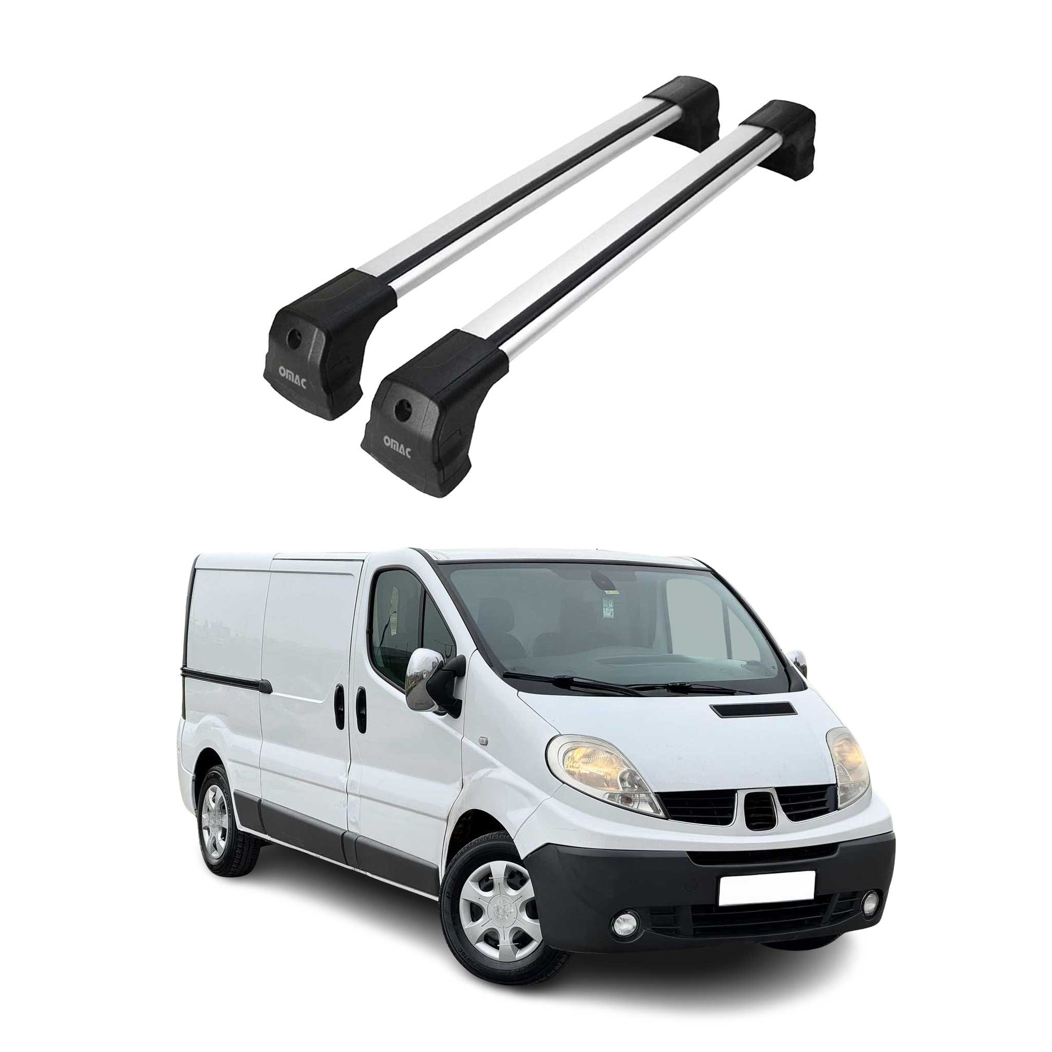 Omac Dachträger Querträger Kompatibel Mit Renault Trafic Ii 2001-2014 – 2 Stangen – Abschließbar – Aluminium Silber