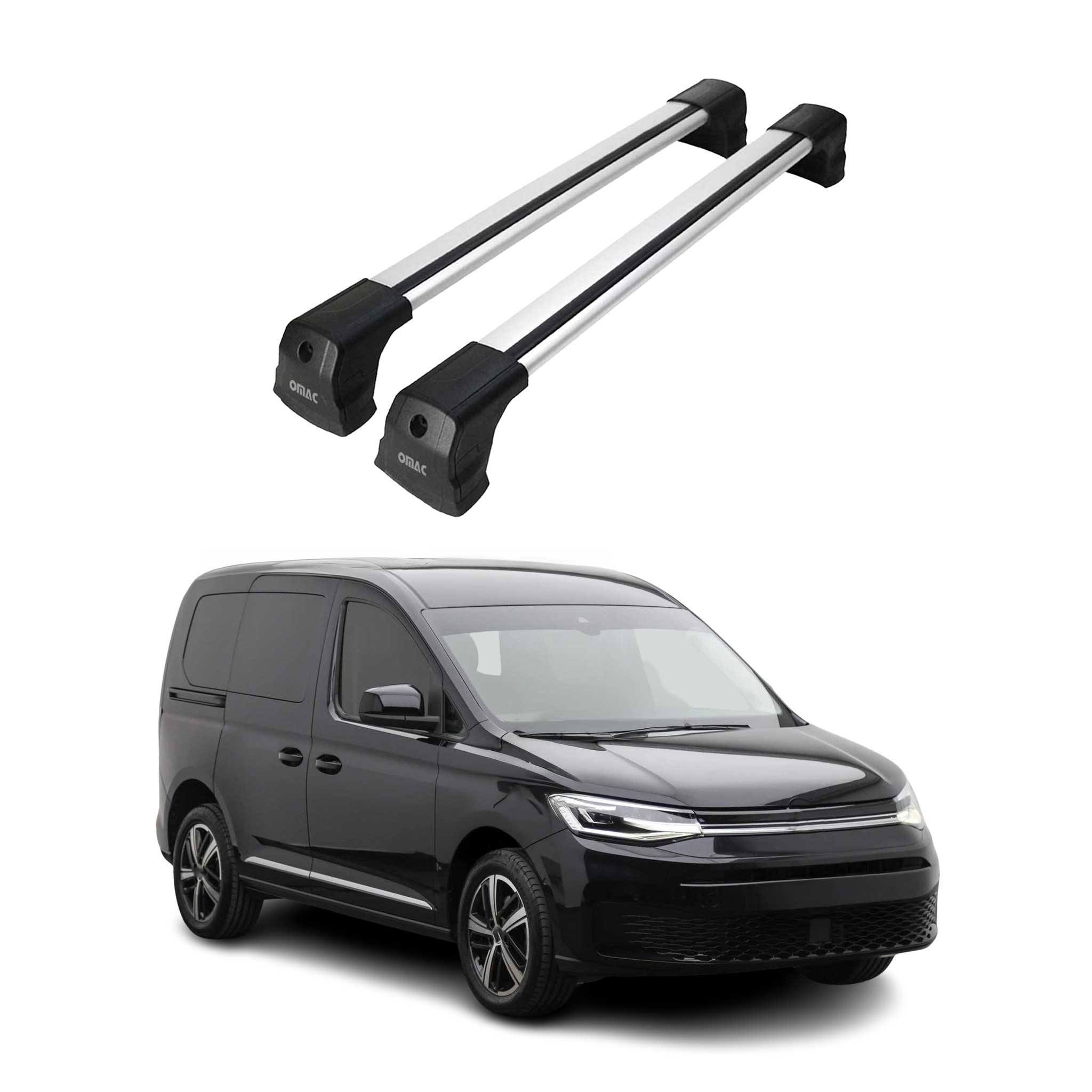 Omac Dachträger Querträger Kompatibel Mit Vw Caddy Iv 2020-2026 – 2 Stangen – Abschließbar – Aluminium Silber