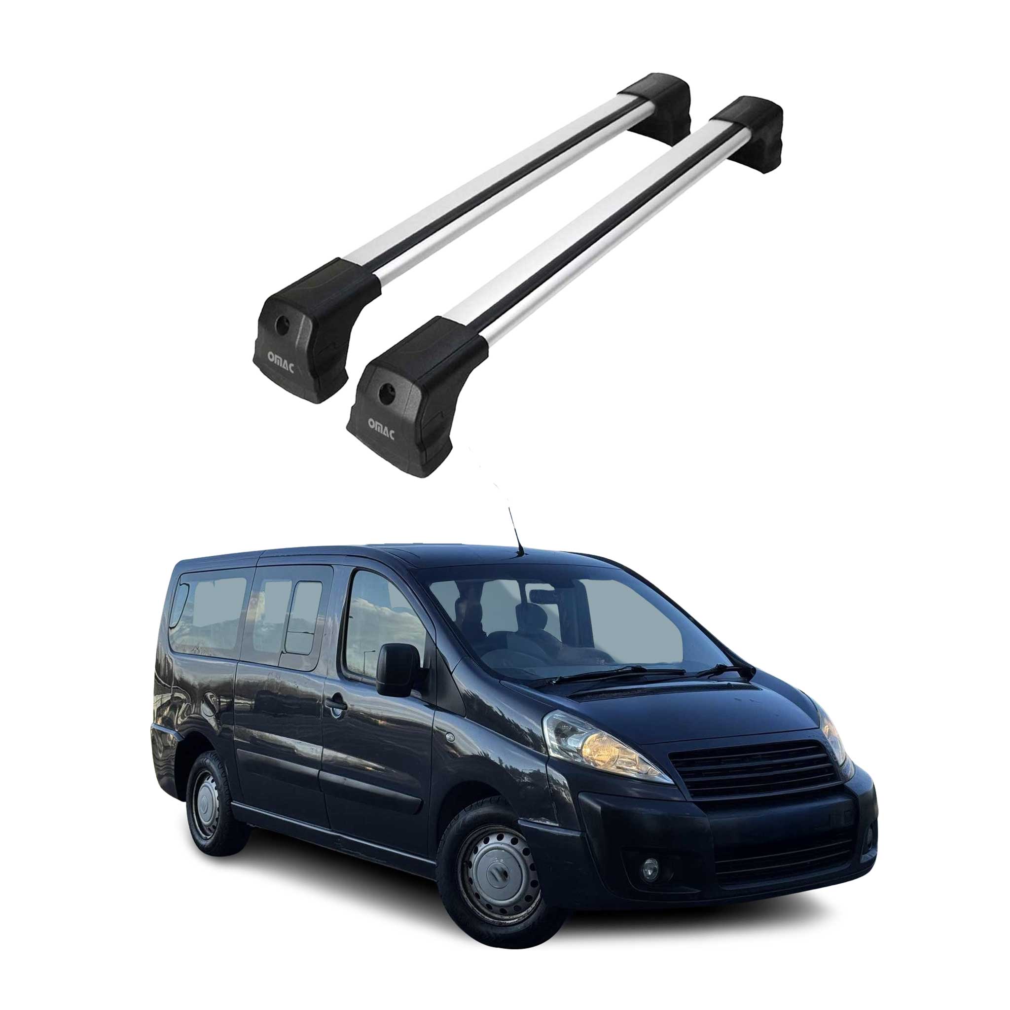 Omac Dachträger Querträger Kompatibel Mit Fiat Scudo 2007-2016 – 2 Stangen – Abschließbar – Aluminium Silber