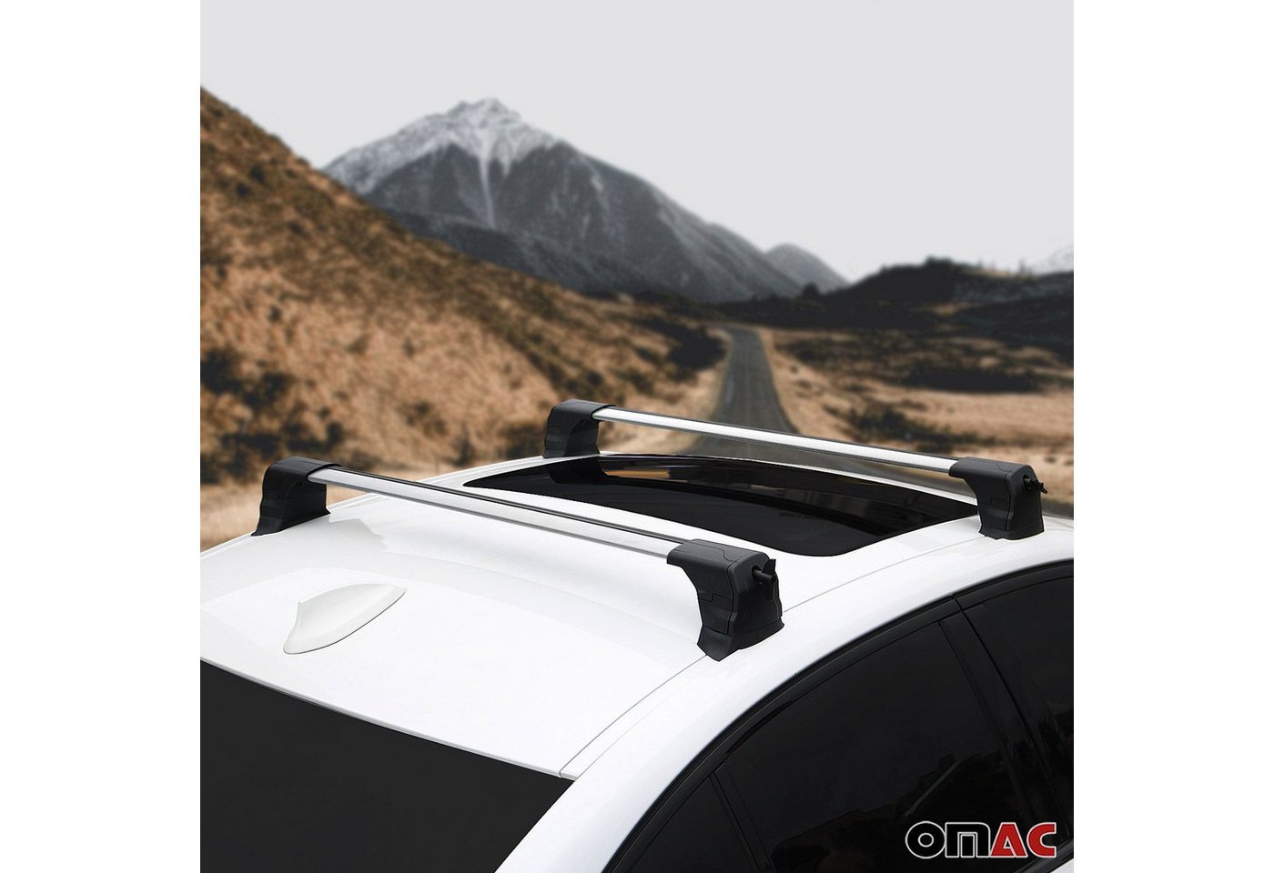 Omac Dachträger Querträger Kompatibel Mit Mercedes C Klasse C204 Coupe 2012-2015 – 2 Stangen – Abschließbar – Aluminium Silber Bild 2