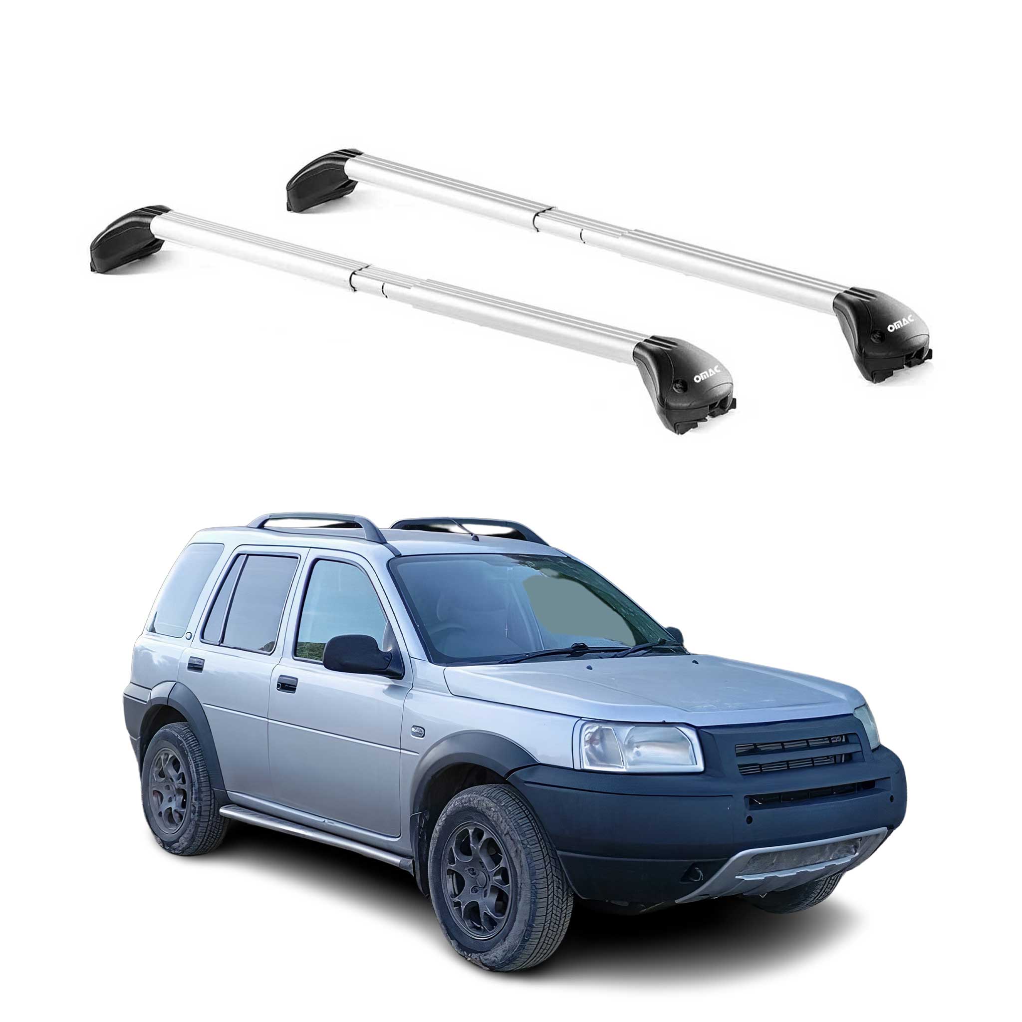 Omac Dachträger Querträger Tüv Geprüft Für Land Rover Freelander I L314 1998-2006 – Abschließbar (4 Schlösser) – Max 100 Kg – Edelstahlband + Gummischutz Silber