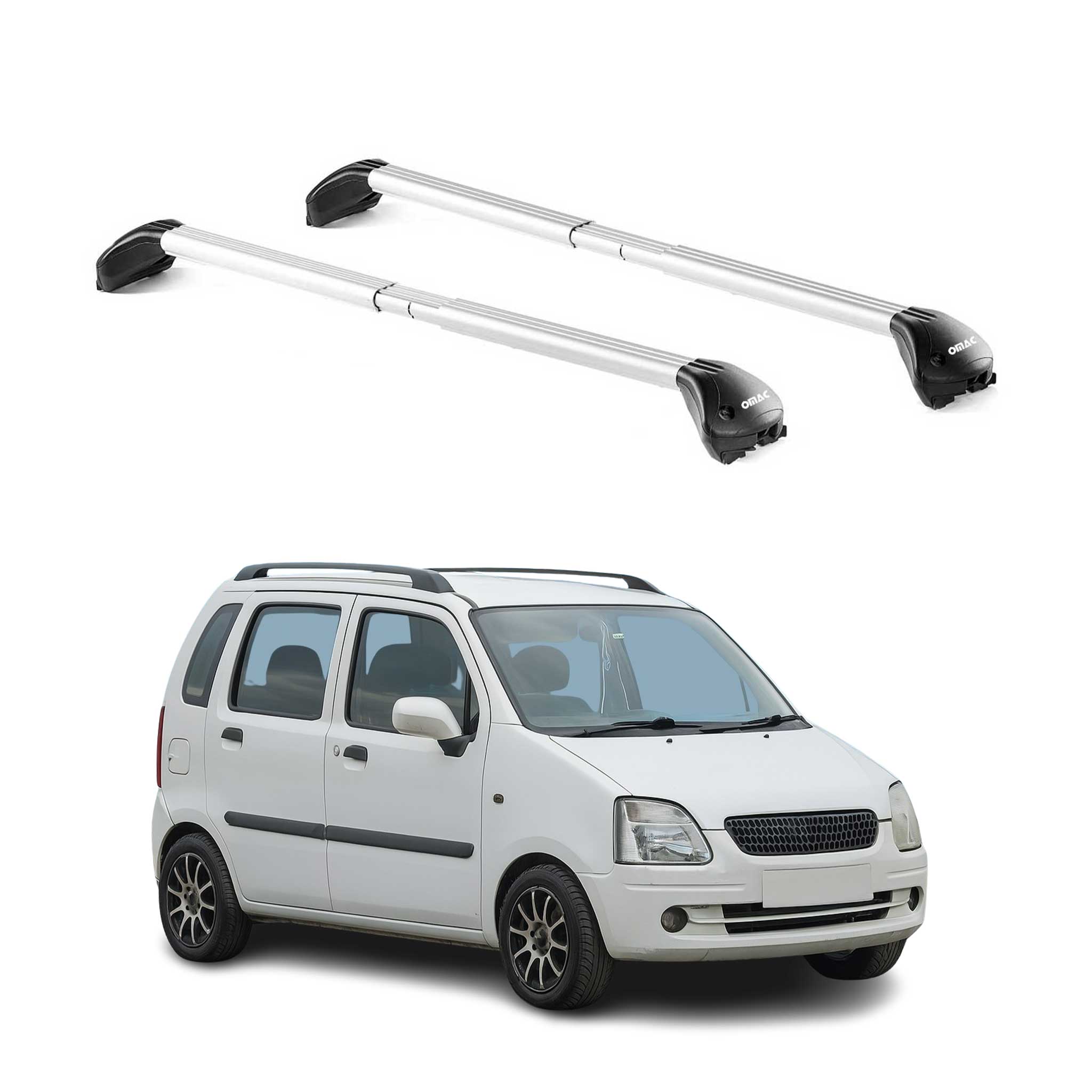 Omac Dachträger Querträger Tüv Geprüft Für Opel Agila I 2000-2007 – Abschließbar (4 Schlösser) – Max 100 Kg – Edelstahlband + Gummischutz Silber