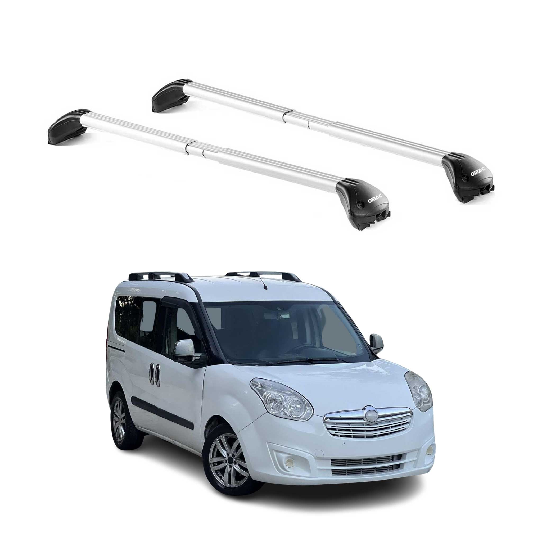 Omac Dachträger Querträger Tüv Geprüft Für Opel Combo D 2012-2018 – Abschließbar (4 Schlösser) – Max 100 Kg – Edelstahlband + Gummischutz Silber