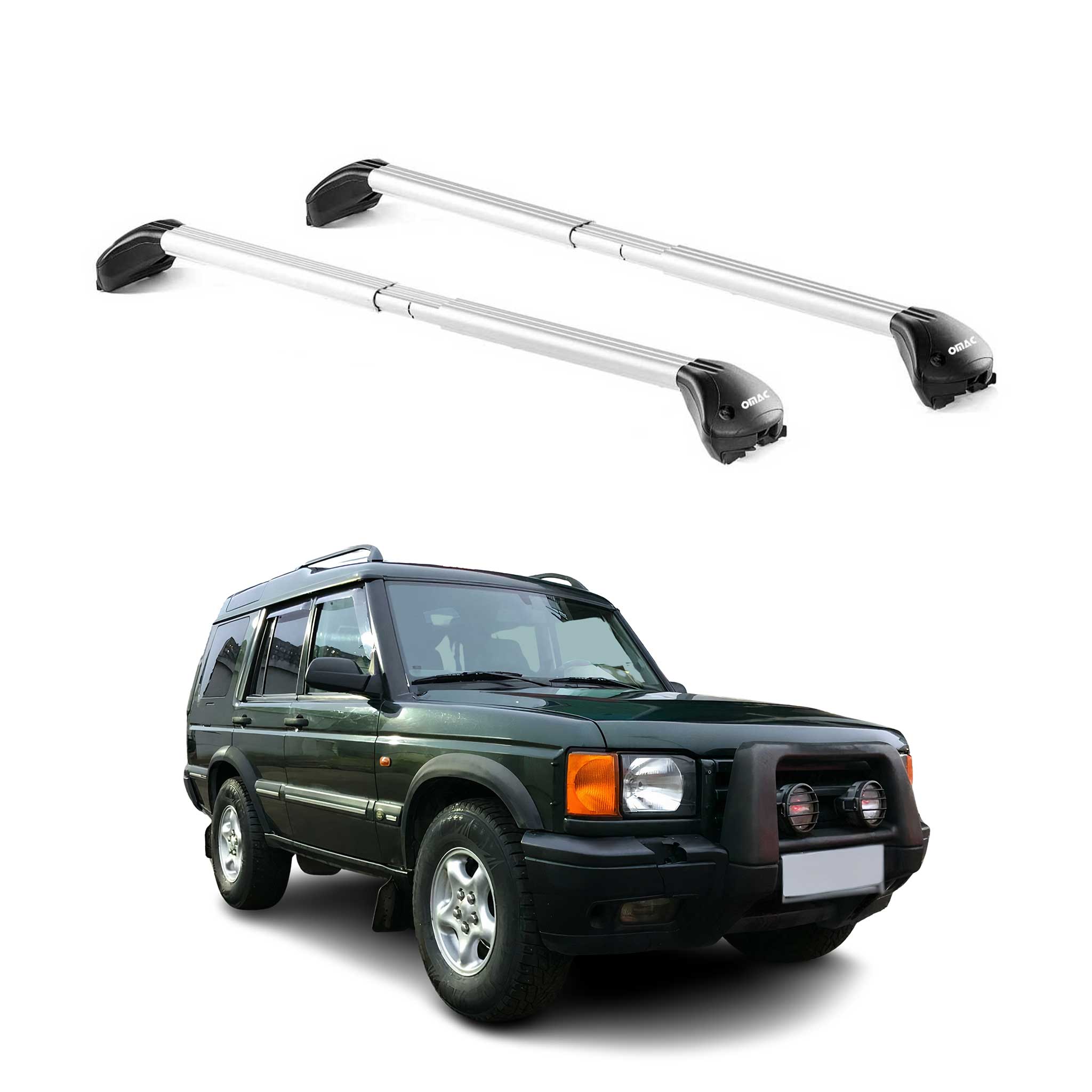 Omac Dachträger Querträger Tüv Geprüft Für Land Rover Discovery Ii L318 1998-2004 – Abschließbar (4 Schlösser) – Max 100 Kg – Edelstahlband + Gummischutz Silber