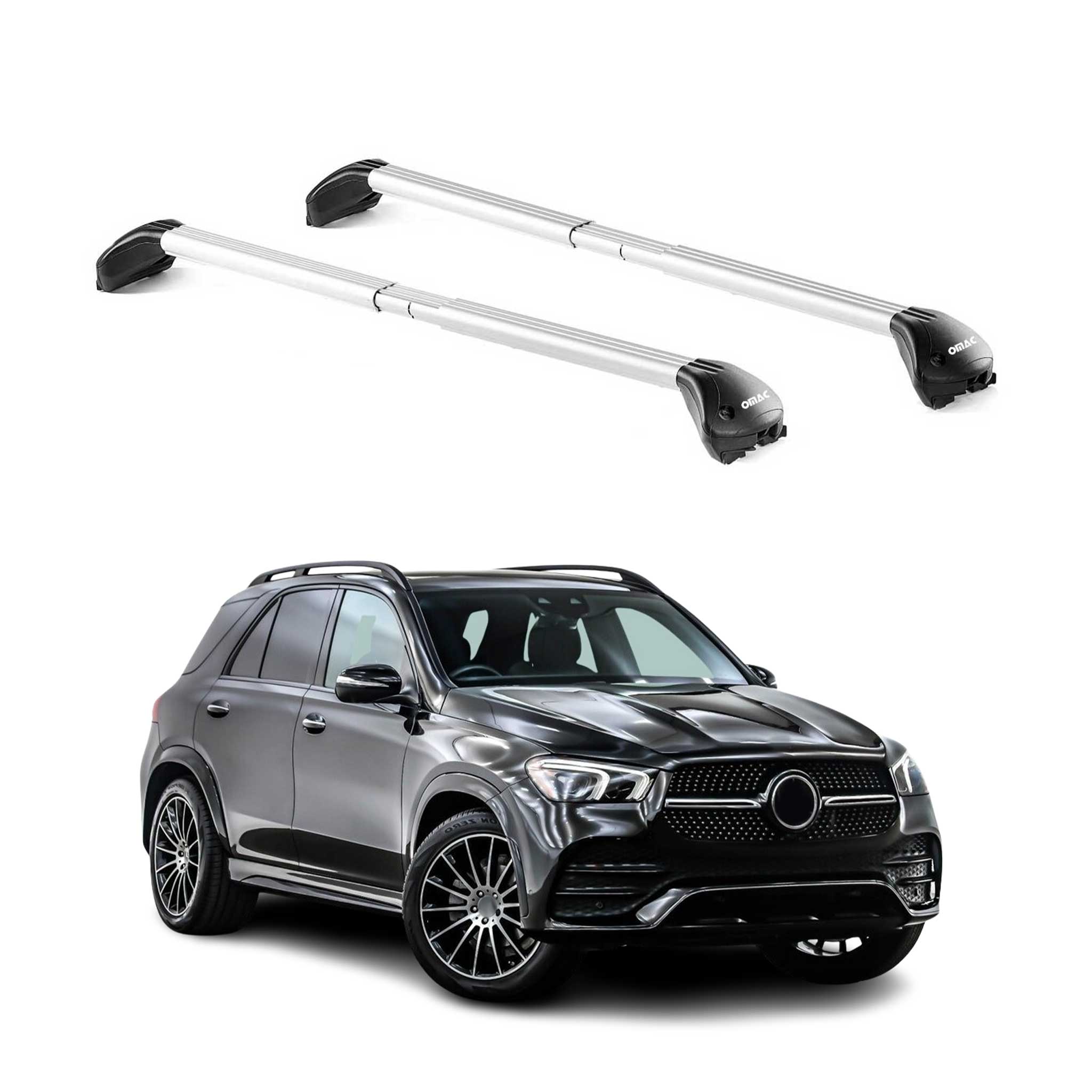 Omac Dachträger Querträger Tüv Geprüft Für Mercedes Gle W167 2019-2026 – Abschließbar (4 Schlösser) – Max 100 Kg – Edelstahlband + Gummischutz Silber