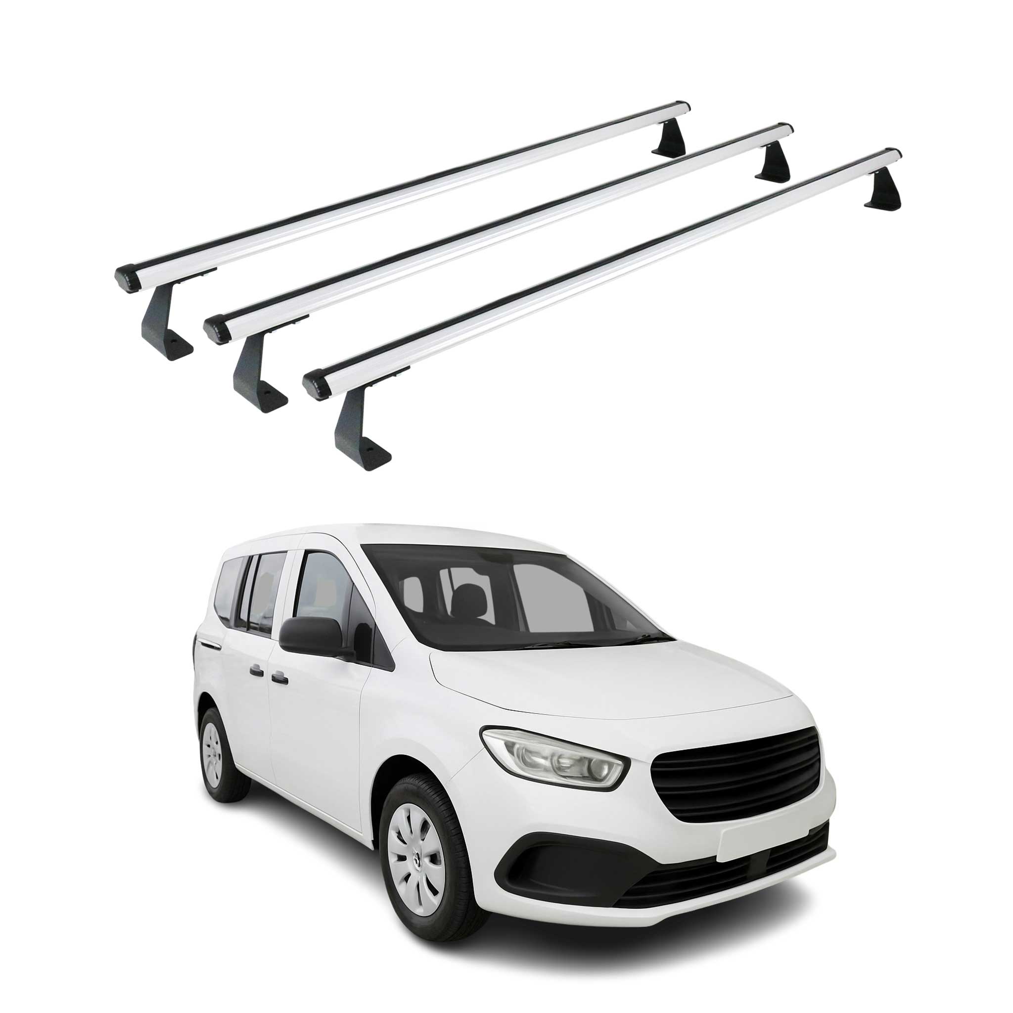Omac Heavy Duty Dachträger Querträger Kompatibel Mit Mercedes Citan W420 2021-2026 – 3 Stangen – Aluminium Silber