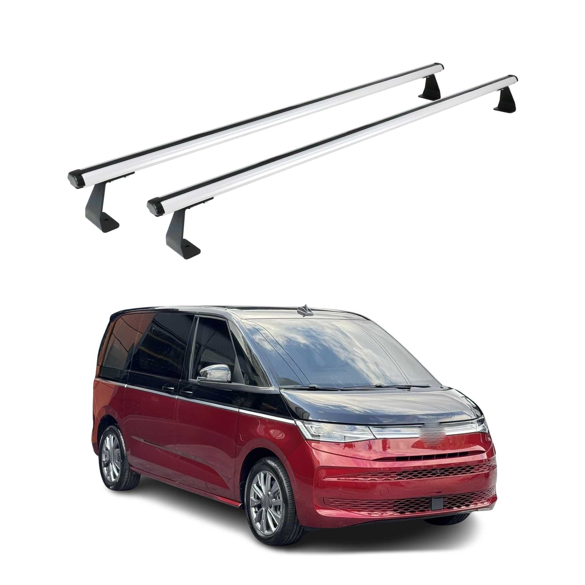 Omac Heavy Duty Dachträger Querträger Kompatibel Mit Vw Multivan T7 2021-2026 – 2 Stangen – Aluminium Silber