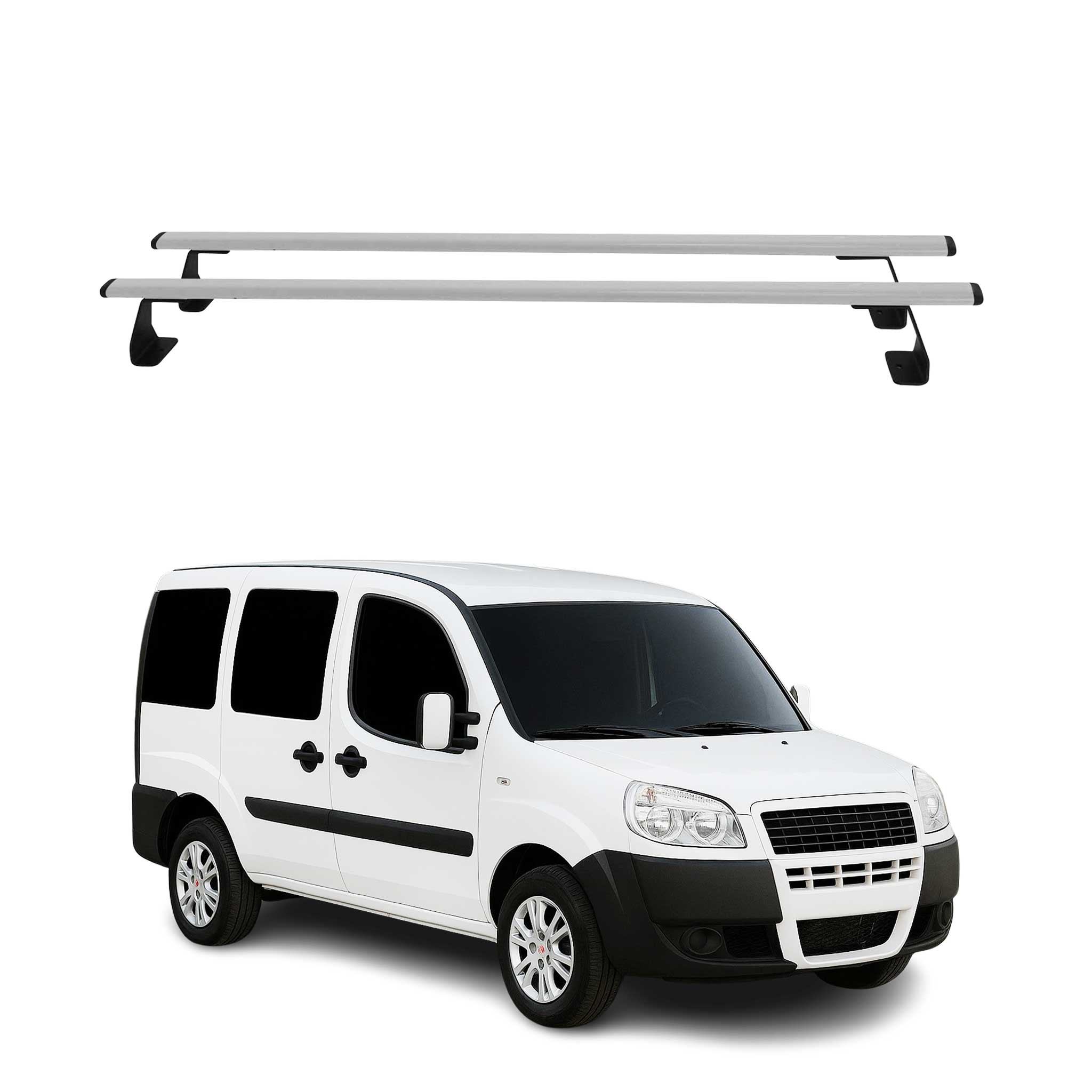 Omac Heavy Duty Dachträger Querträger Kompatibel Mit Fiat Doblo I 2000-2010 – 2 Stangen – Stahl Silber