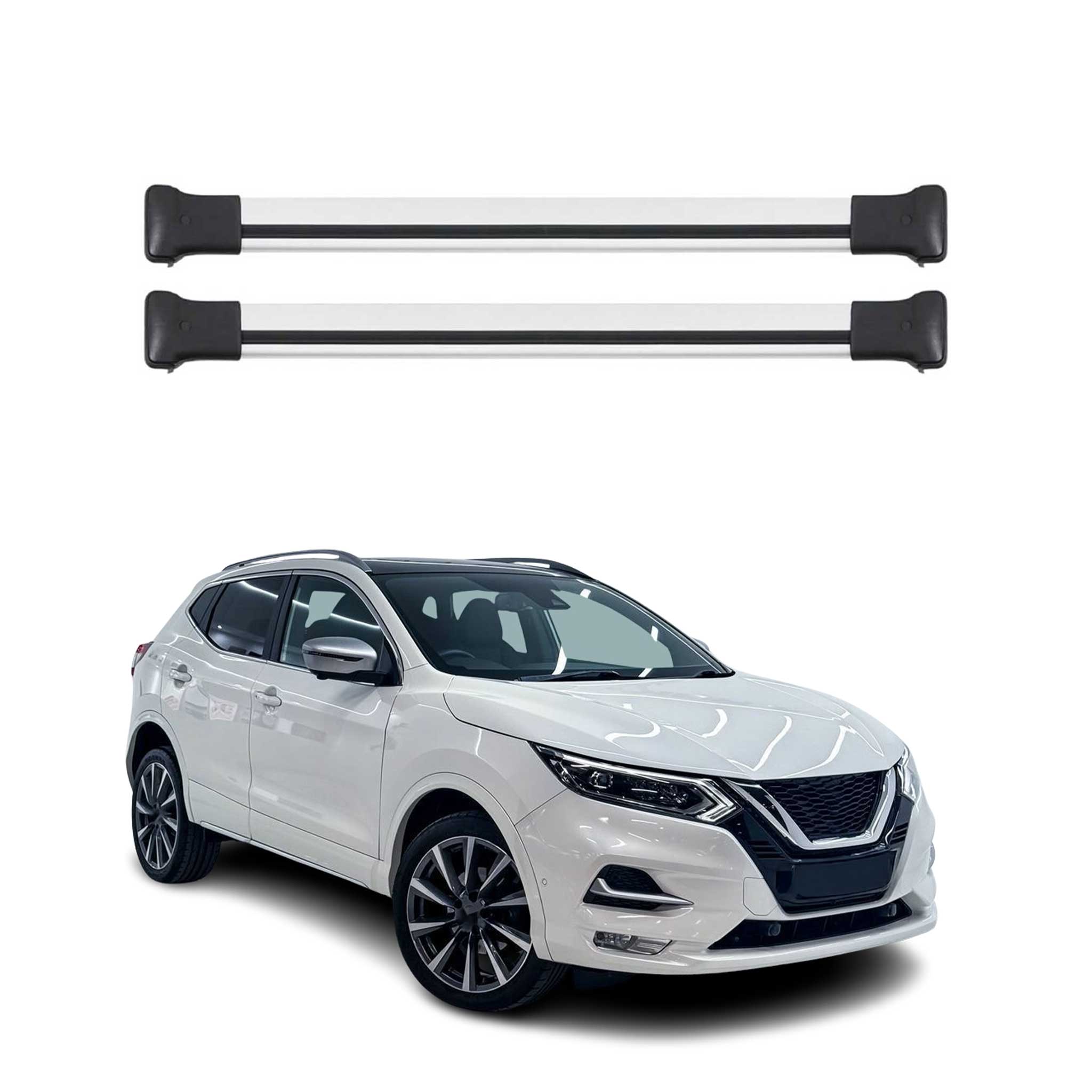 Omac Aluminium Dachträger Querträger Für Nissan Qashqai J11 2013-2021 – Max. 75 Kg – 2 Stangen Silber
