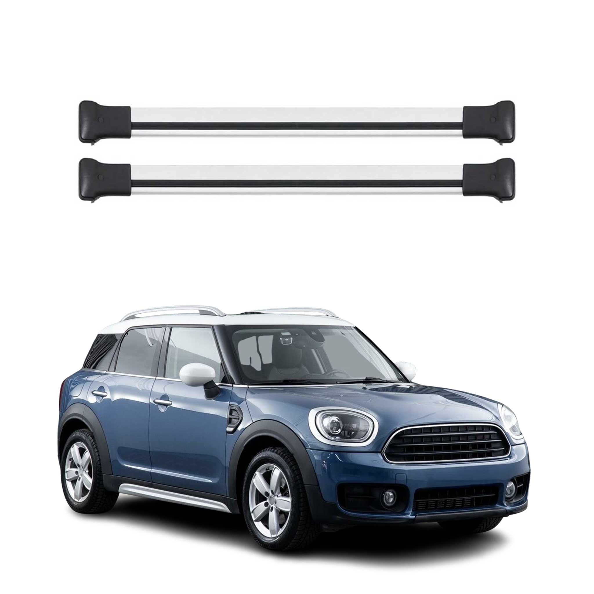 Omac Aluminium Dachträger Querträger Für Mini Countryman F60 2017-2023 – Max. 75 Kg – 2 Stangen Silber