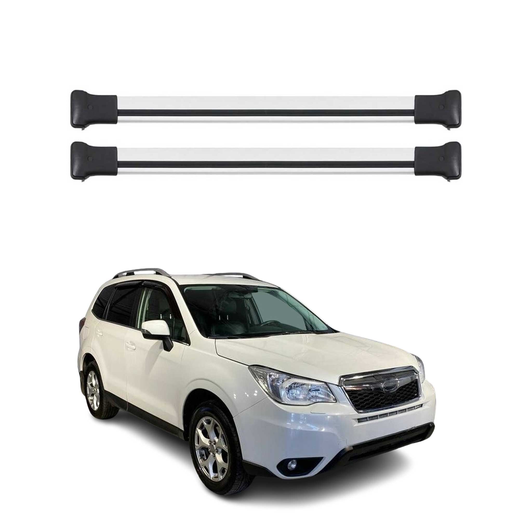 Omac Aluminium Dachträger Querträger Für Subaru Forester Iv 2013-2018 – Max. 75 Kg – 2 Stangen – Silber