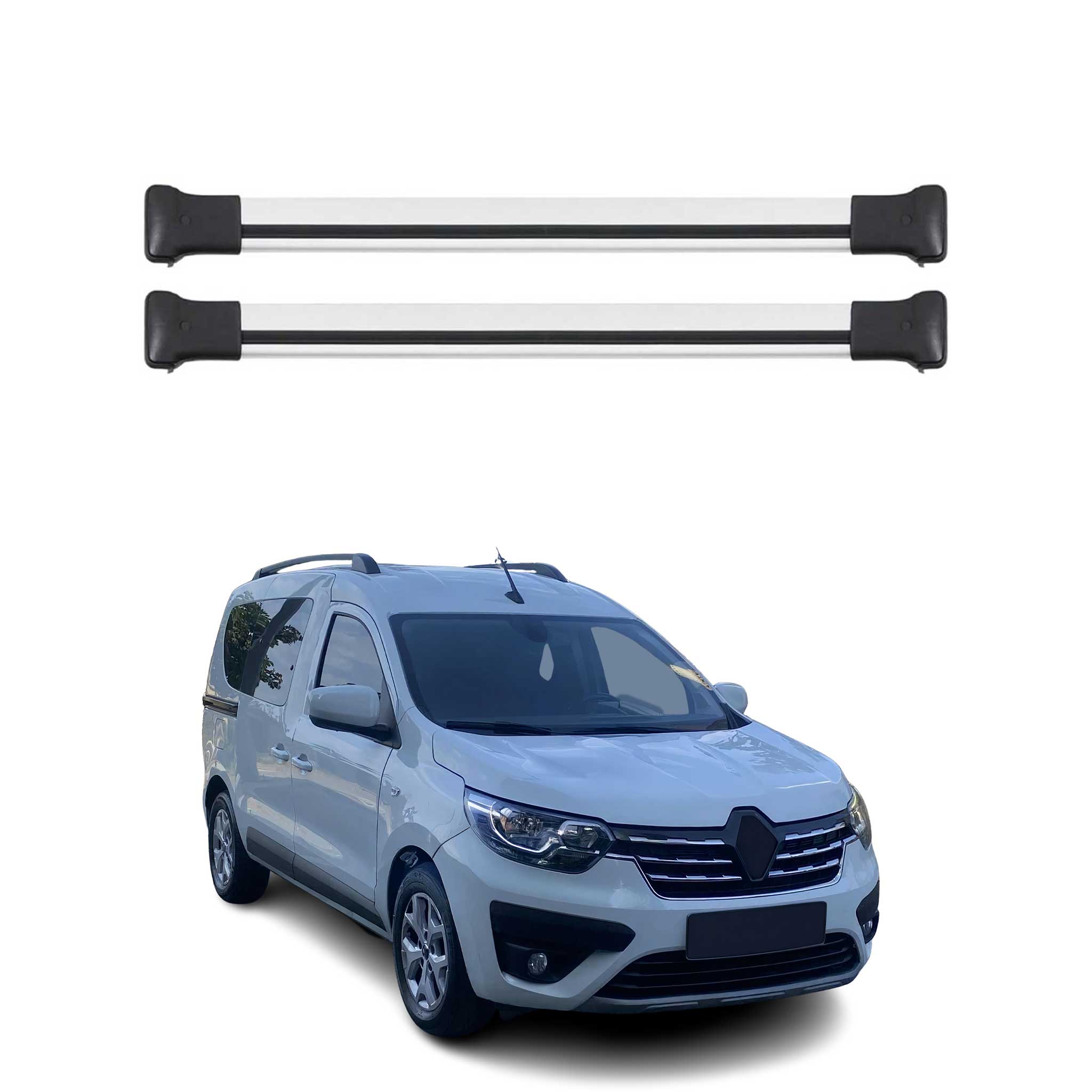 Omac Aluminium Dachträger Querträger Für Renault Express 2021-2024 – Max. 75 Kg – 2 Stangen Silber