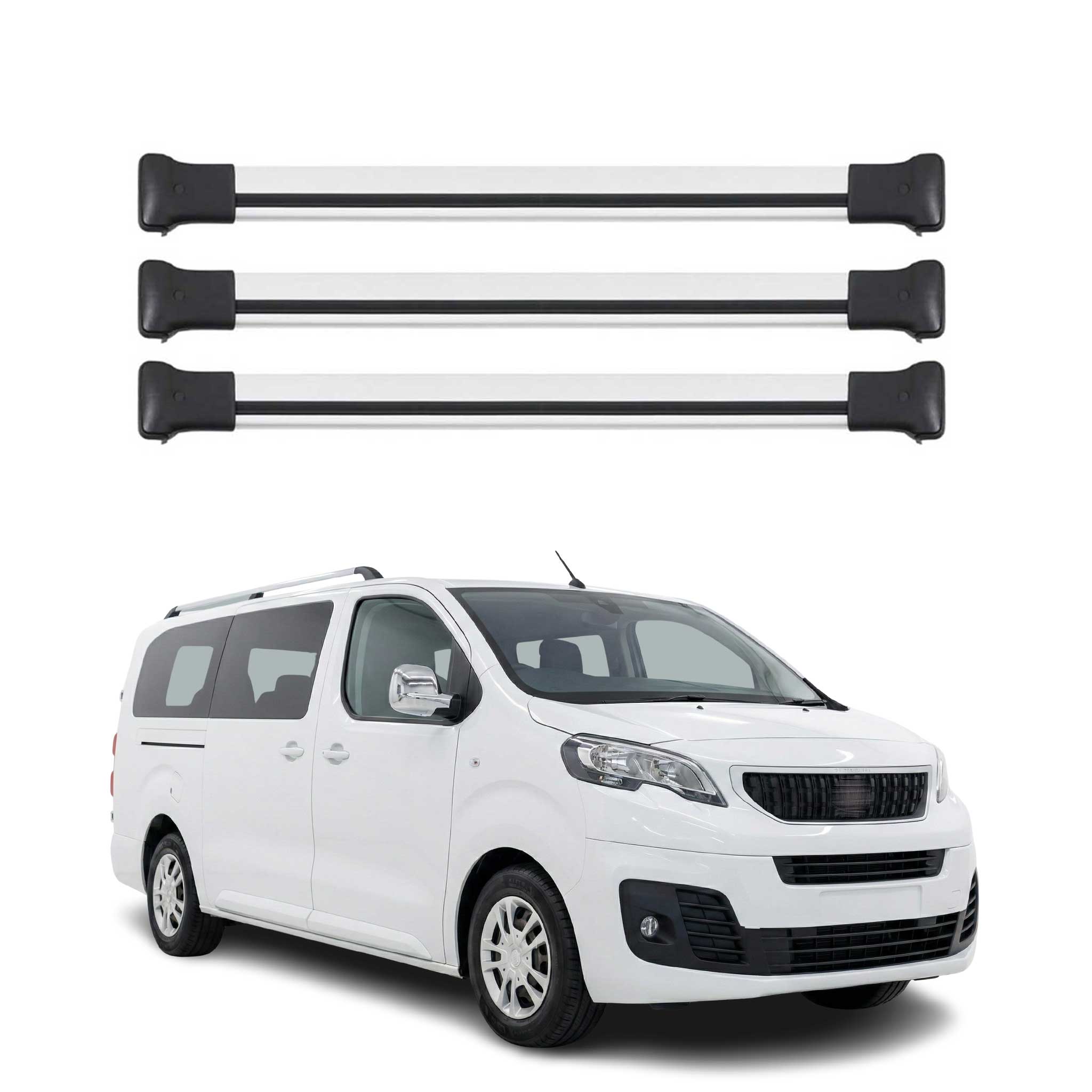 Omac Aluminium Dachträger Querträger Für Peugeot Expert / Traveller 2016-2026 – Max. 75 Kg – 3 Stangen Silber