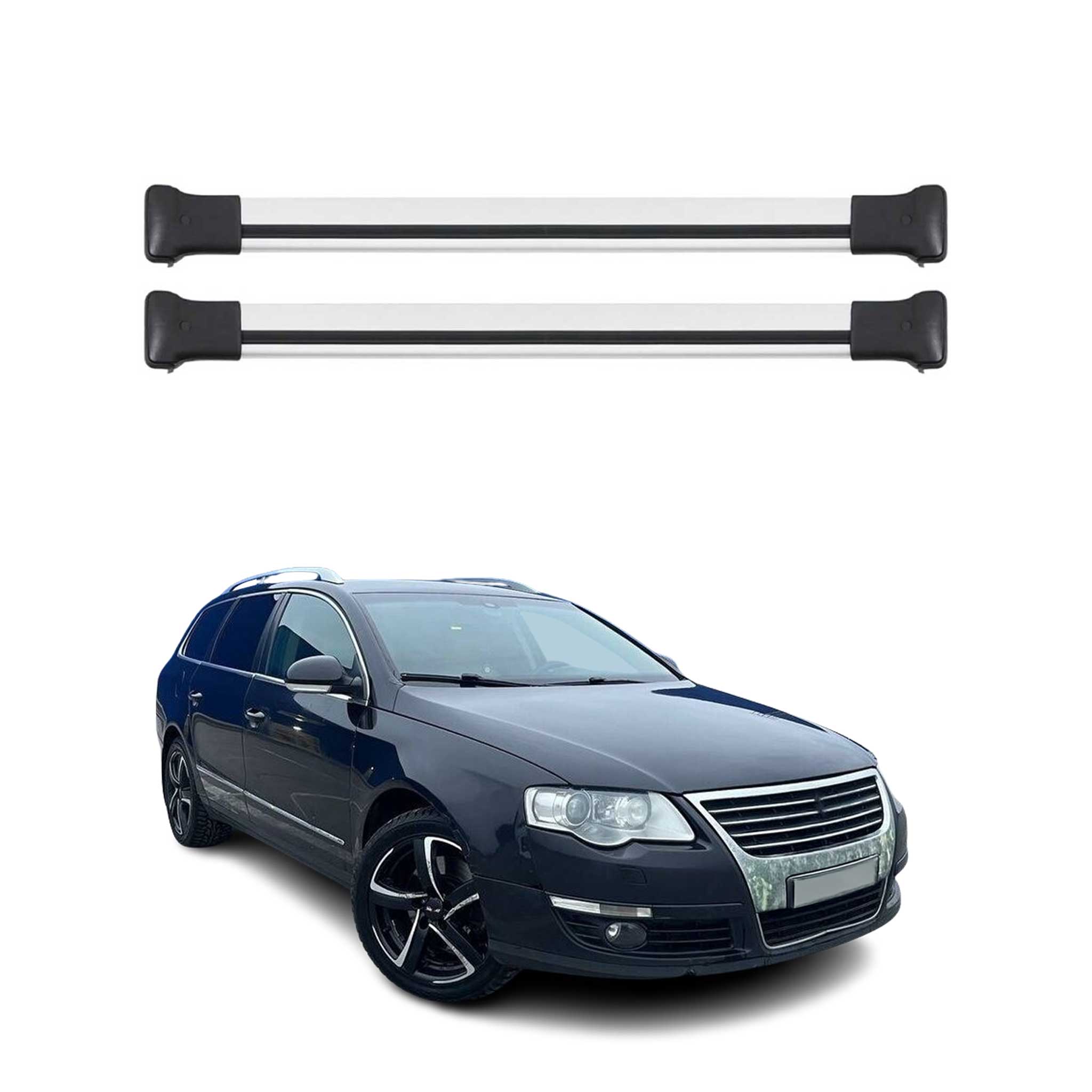 Omac Aluminium Dachträger Querträger Für Vw Passat B6 Variant 2005-2010 – Max. 75 Kg – 2 Stangen Silber
